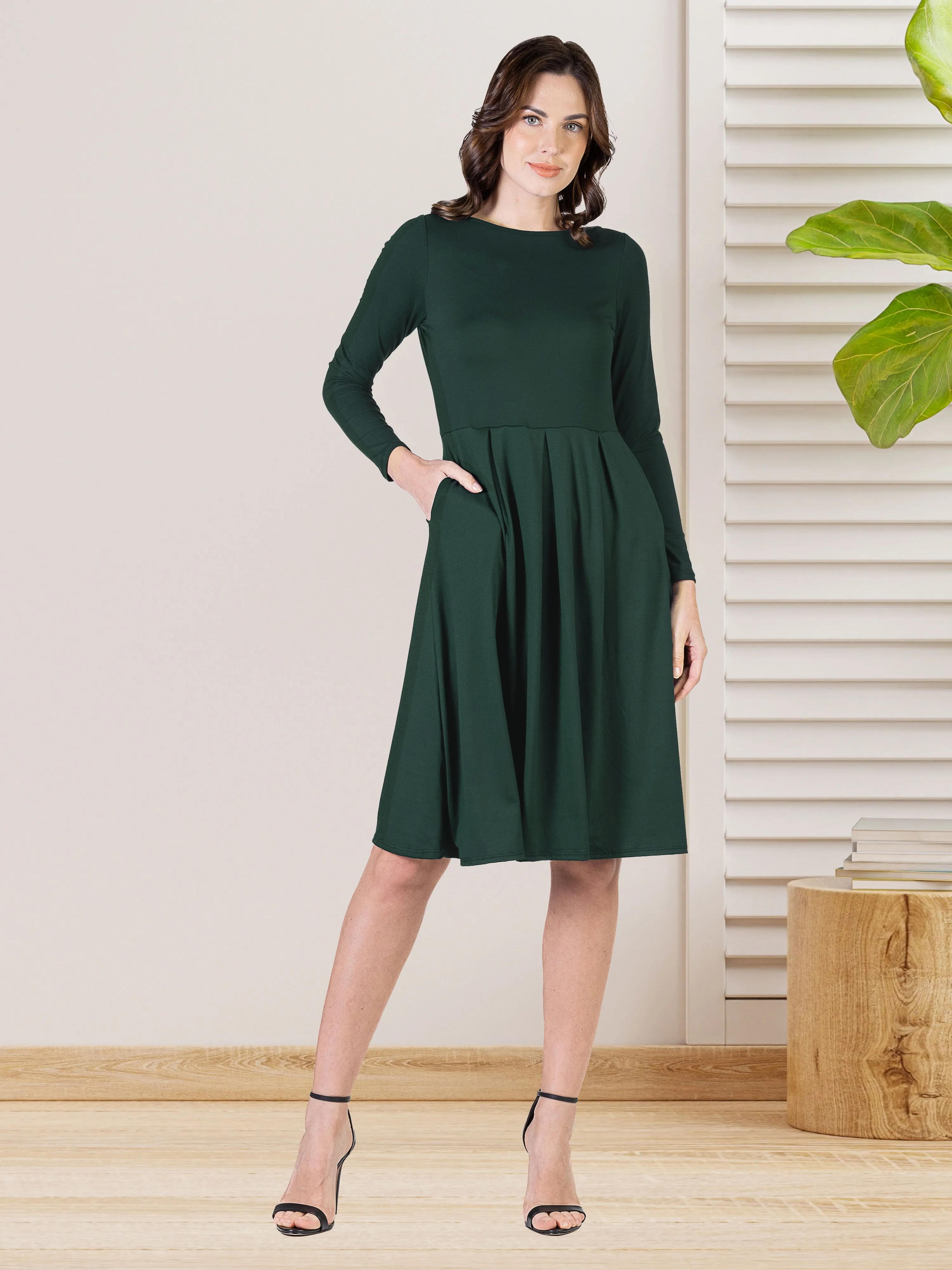 Midi Length Fit N Flare Pocket Dress sold by 24/7 Comfort Apparel product image thumbnail 2