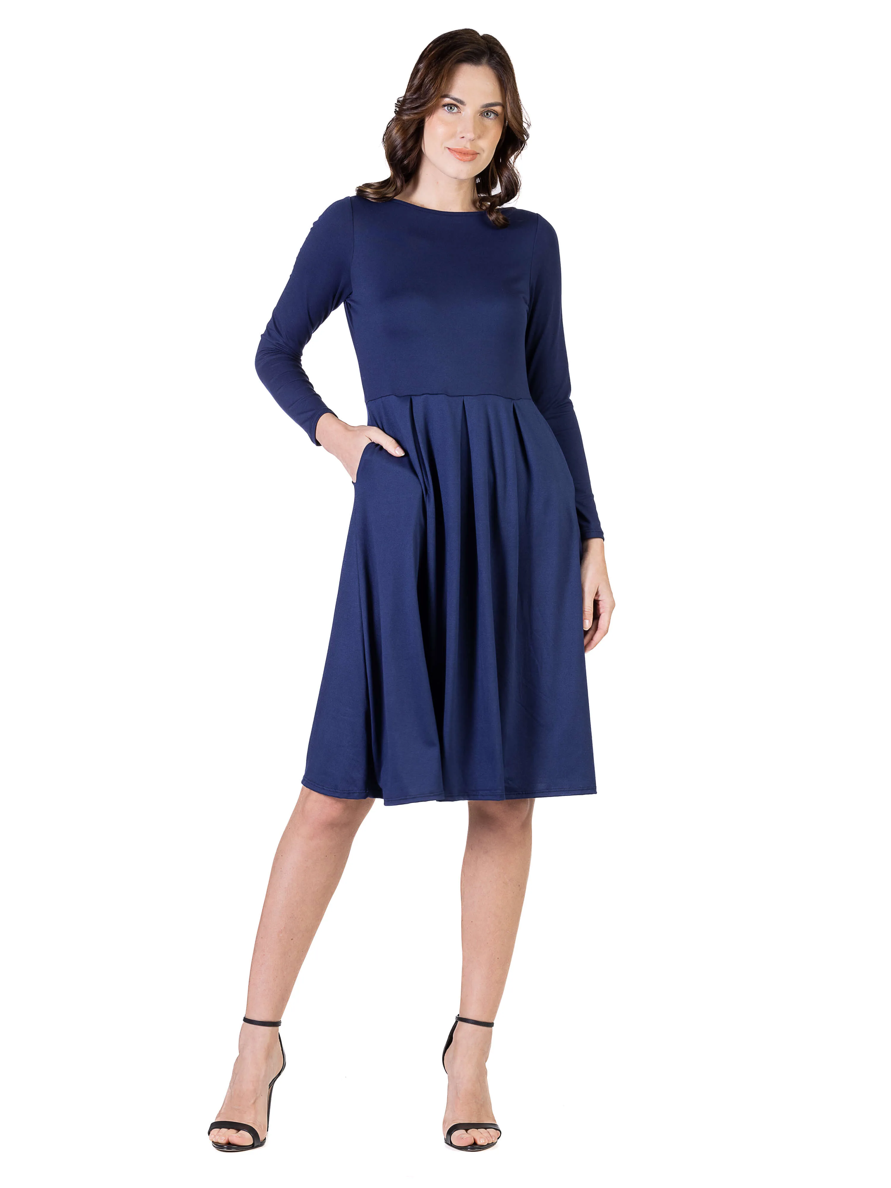 Midi Length Fit N Flare Pocket Dress sold by 24/7 Comfort Apparel product image thumbnail 5