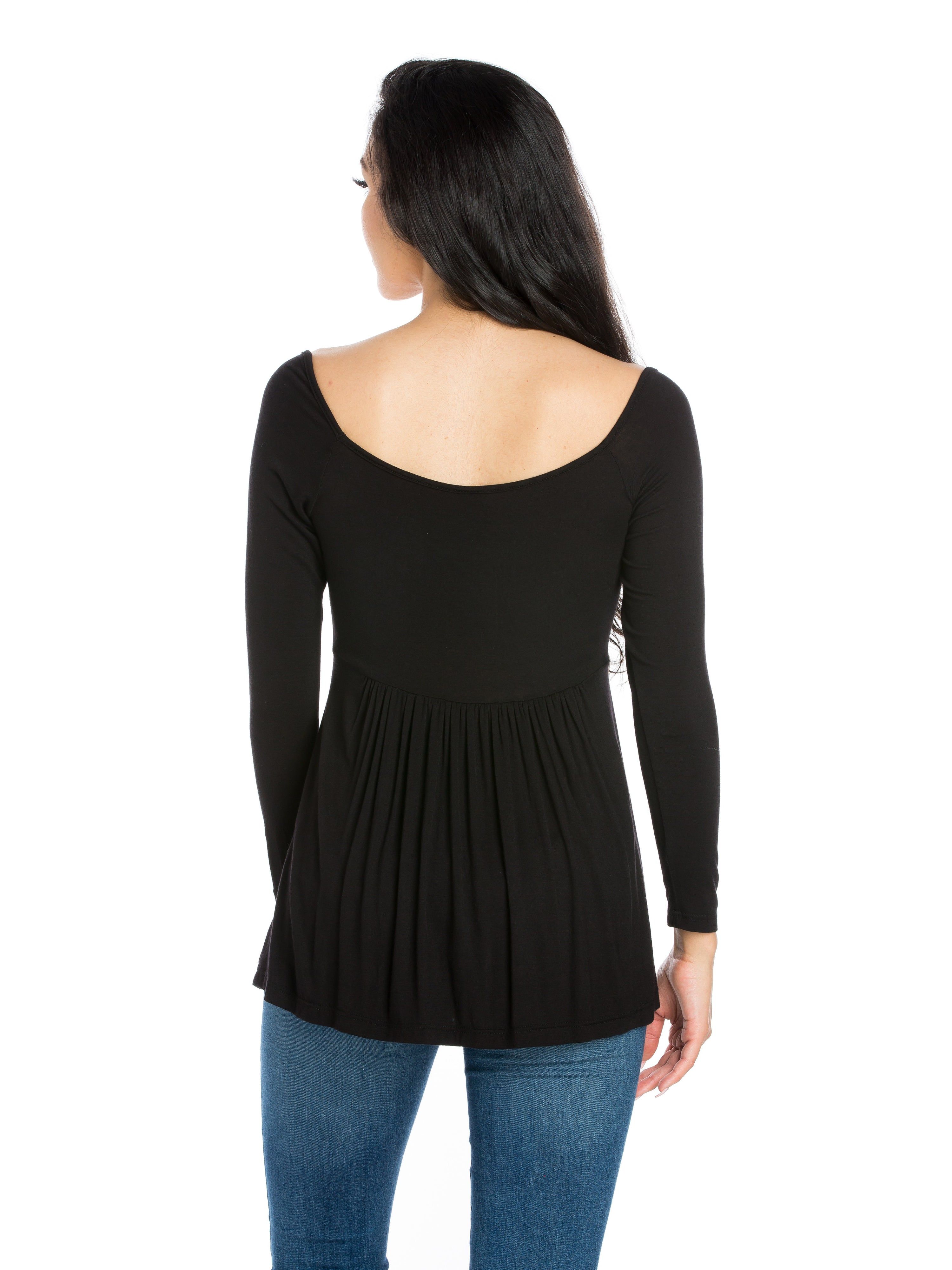 Wide Neck Pleated Long Sleeve Tunic Top sold by 24/7 Comfort Apparel product image thumbnail 5