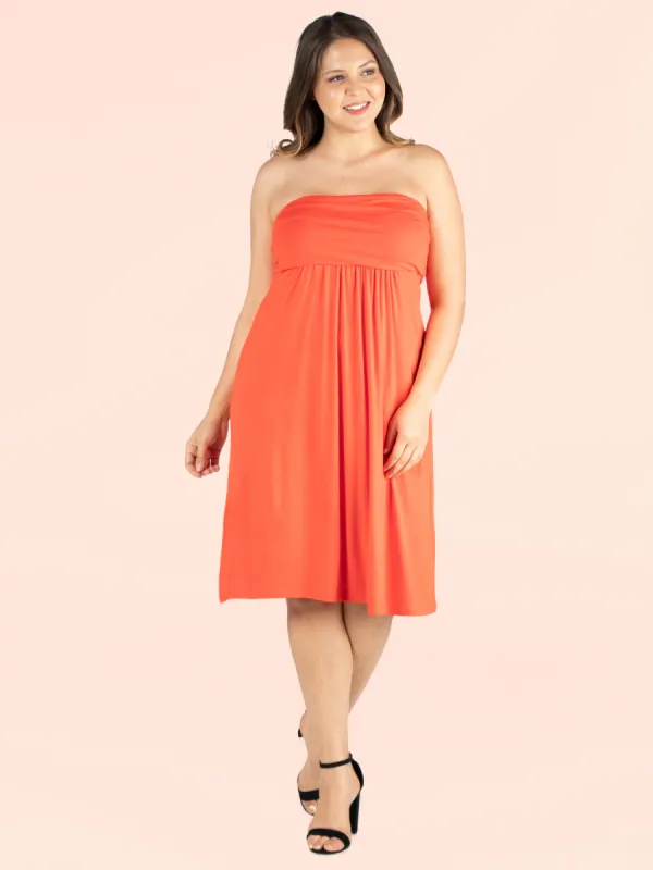 Knee Length Plus Size Strapless Mini Dress sold by 24/7 Comfort Apparel