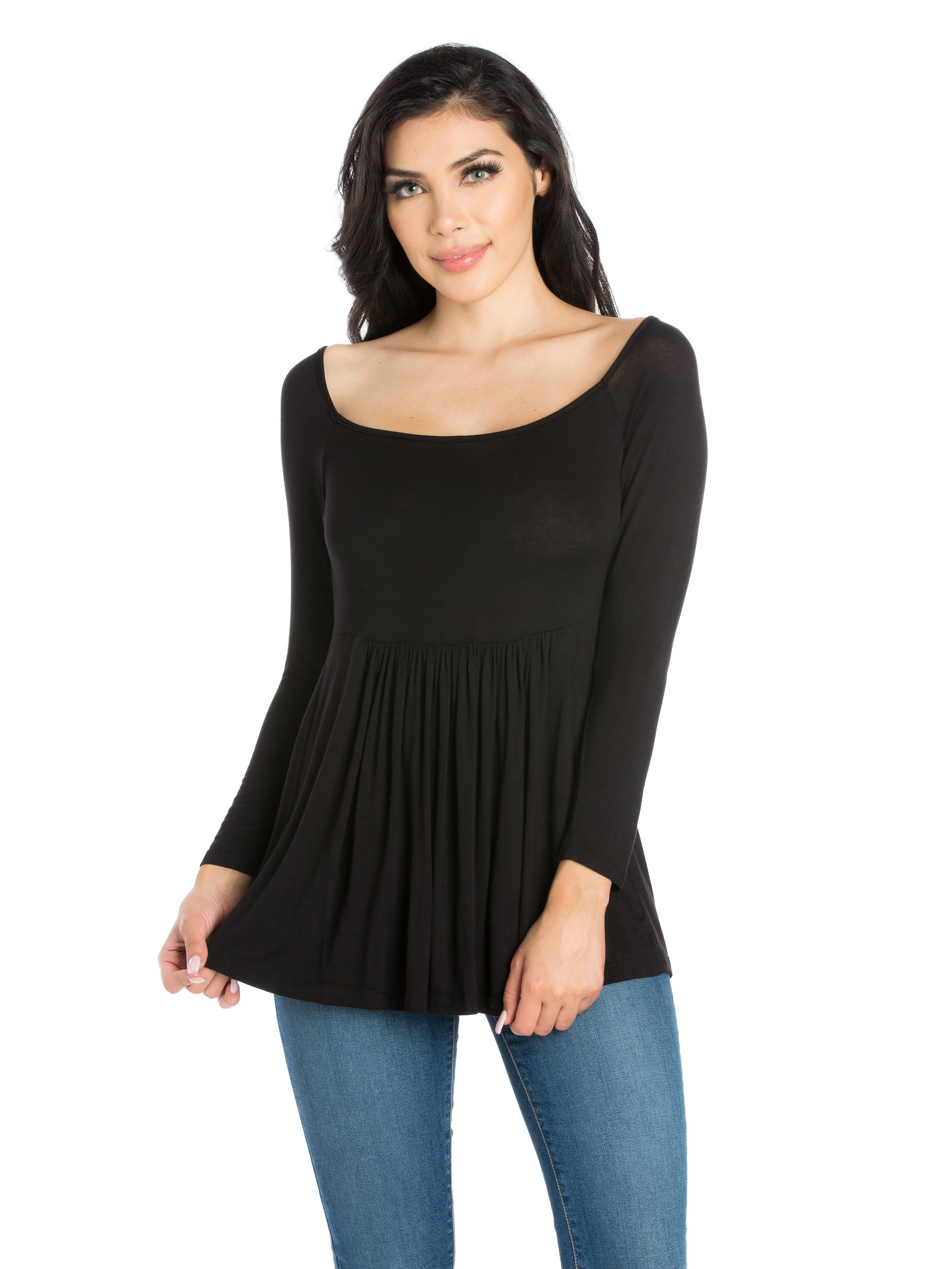 Wide Neck Pleated Long Sleeve Tunic Top sold by 24/7 Comfort Apparel product image thumbnail 4