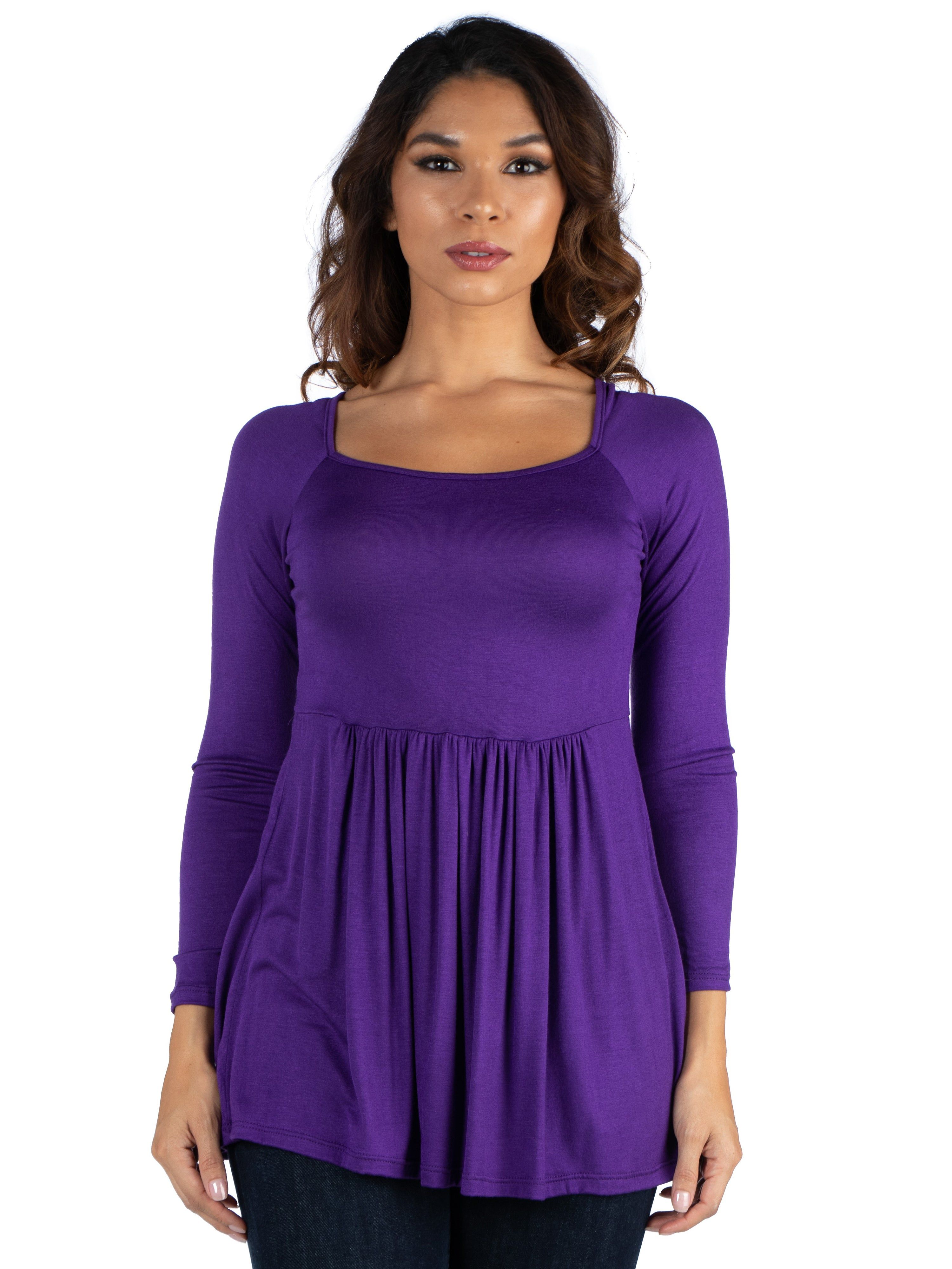 Wide Neck Pleated Long Sleeve Tunic Top sold by 24/7 Comfort Apparel product image thumbnail 2