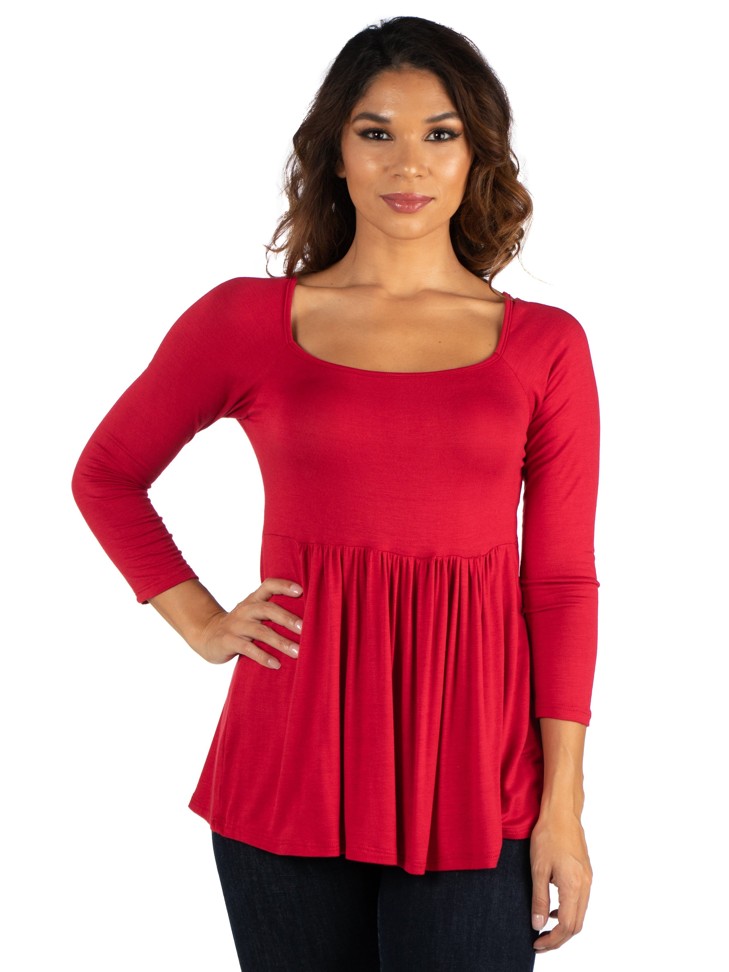 Wide Neck Pleated Long Sleeve Tunic Top sold by 24/7 Comfort Apparel product image thumbnail 3