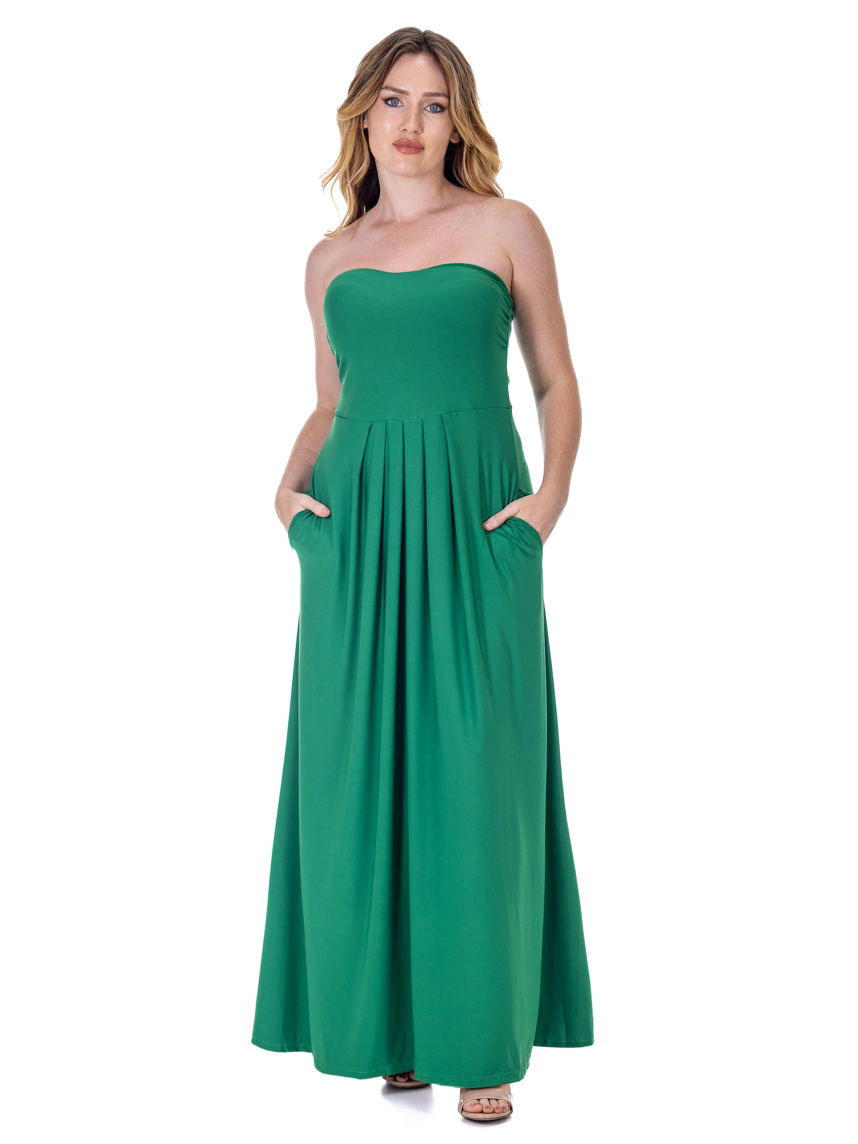 Womens Pleated A Line Strapless Maxi Dress With Pockets sold by 24/7 Comfort Apparel product image thumbnail 5