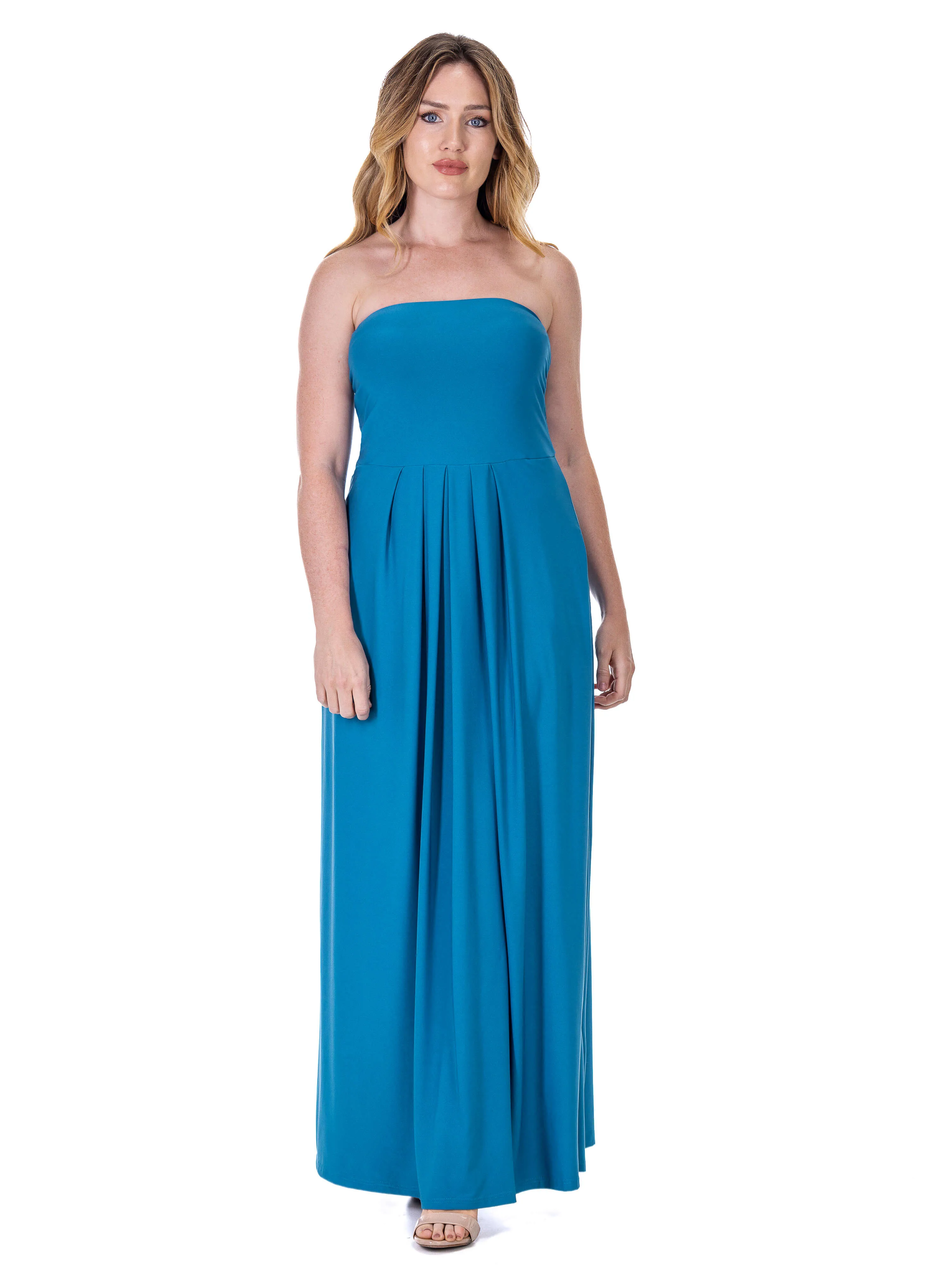 Womens Pleated A Line Strapless Maxi Dress With Pockets sold by 24/7 Comfort Apparel product image thumbnail 3
