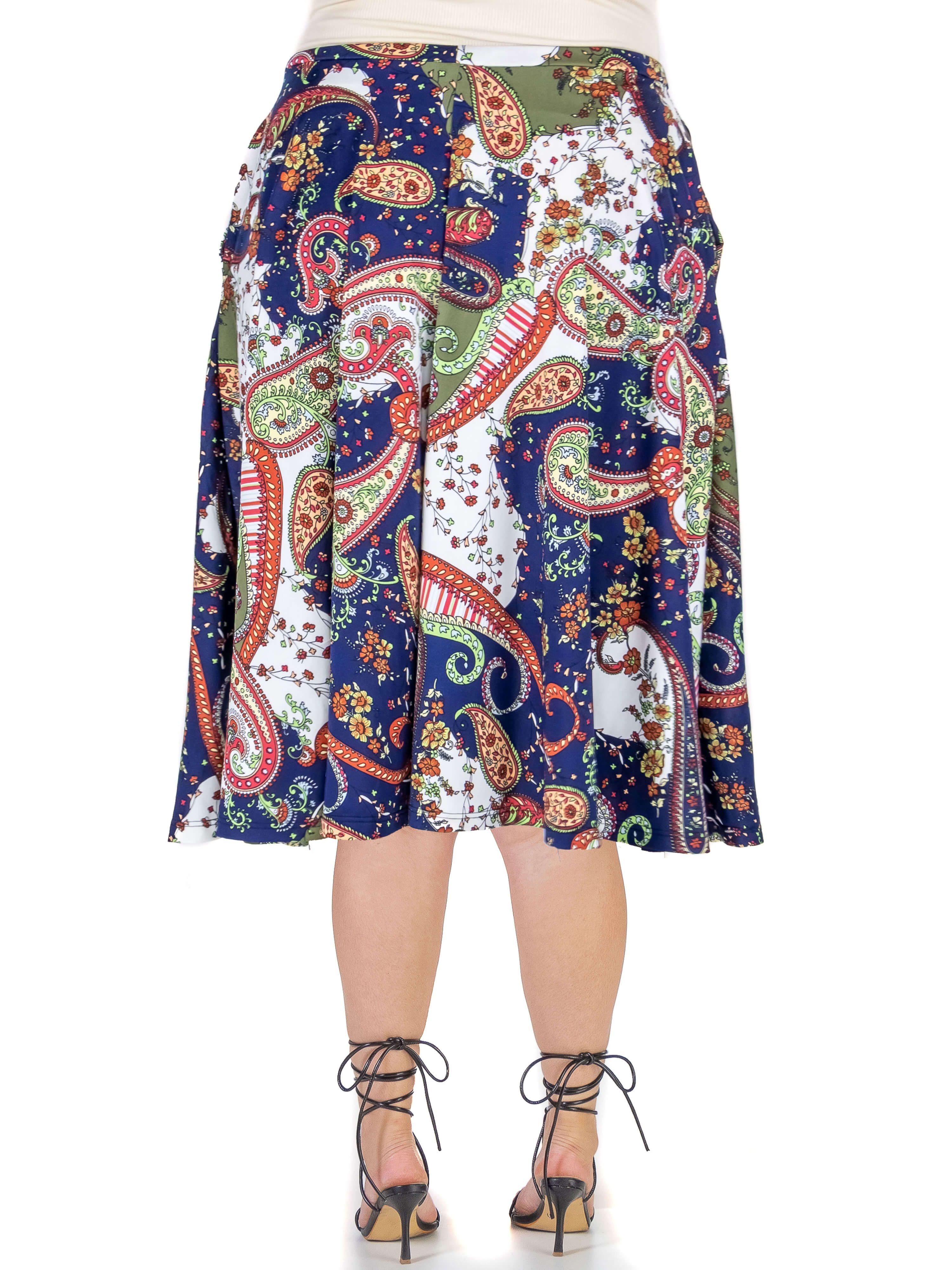 Paisley Print Pleated Plus Size Pocket Midi Skirt sold by 24/7 Comfort Apparel product image thumbnail 3