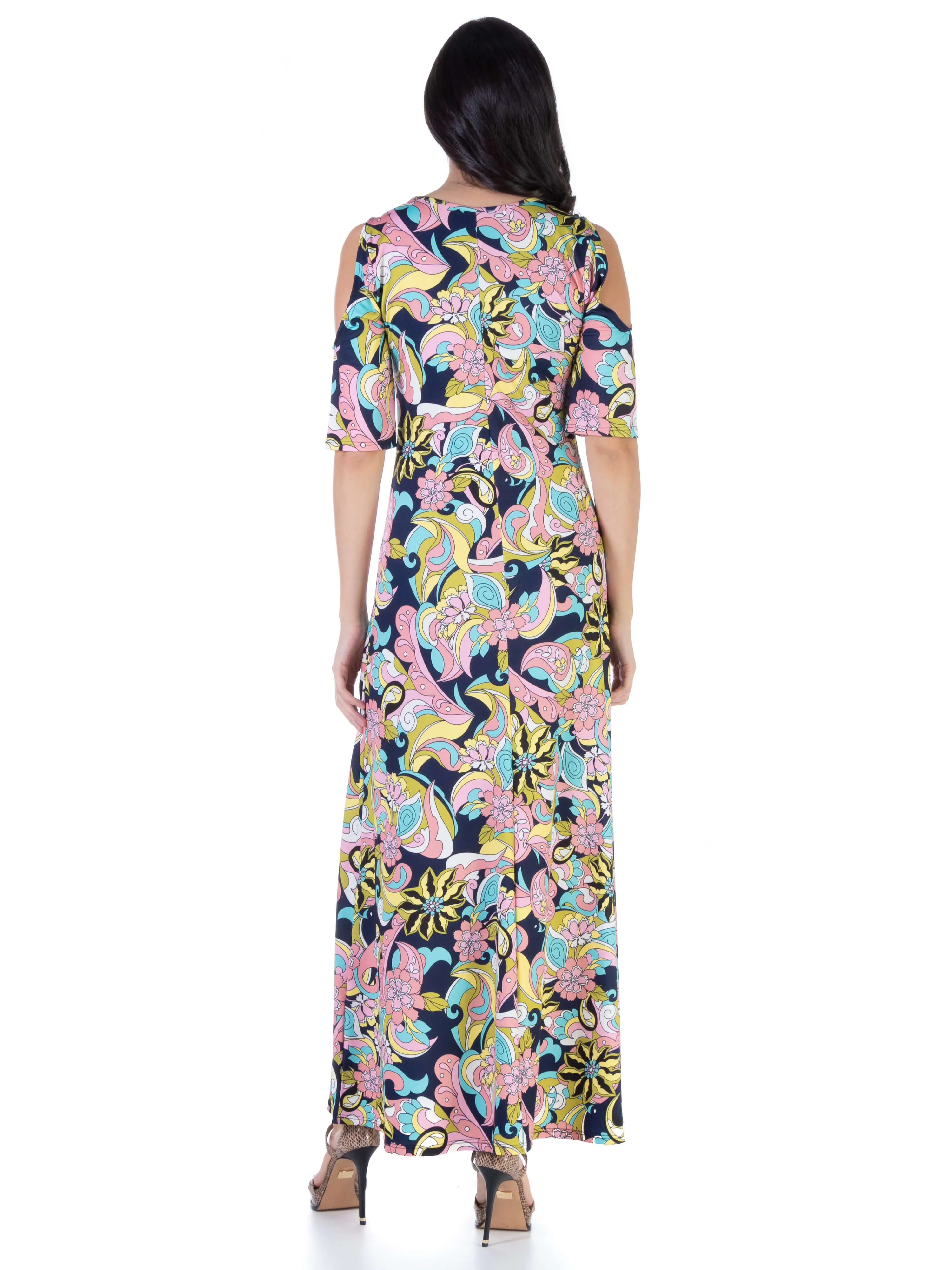 Floral Cold Shoulder Flowy Casual Maxi Dress sold by 24/7 Comfort Apparel product image thumbnail 4