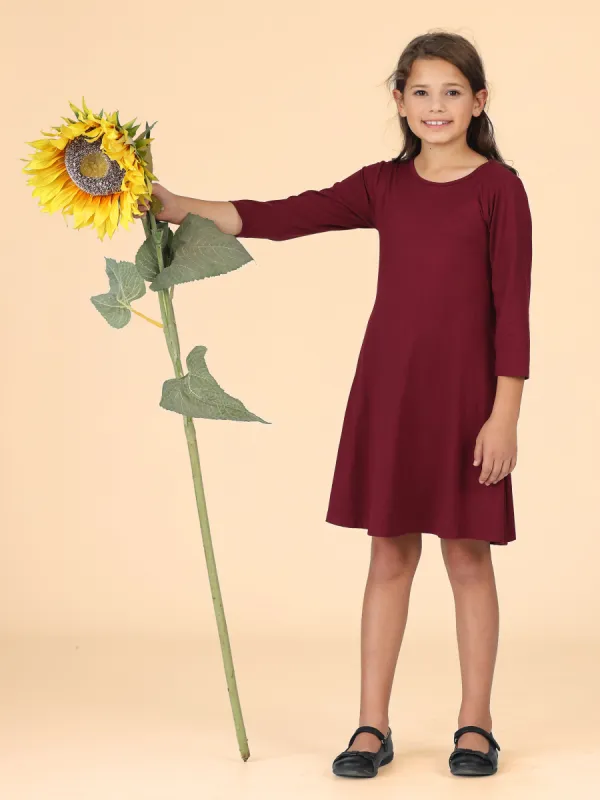 24seven Comfort Apparel Girls Long Sleeve Loose Fit Knee Length Tunic Pocket Dress sold by 24/7 Comfort Apparel