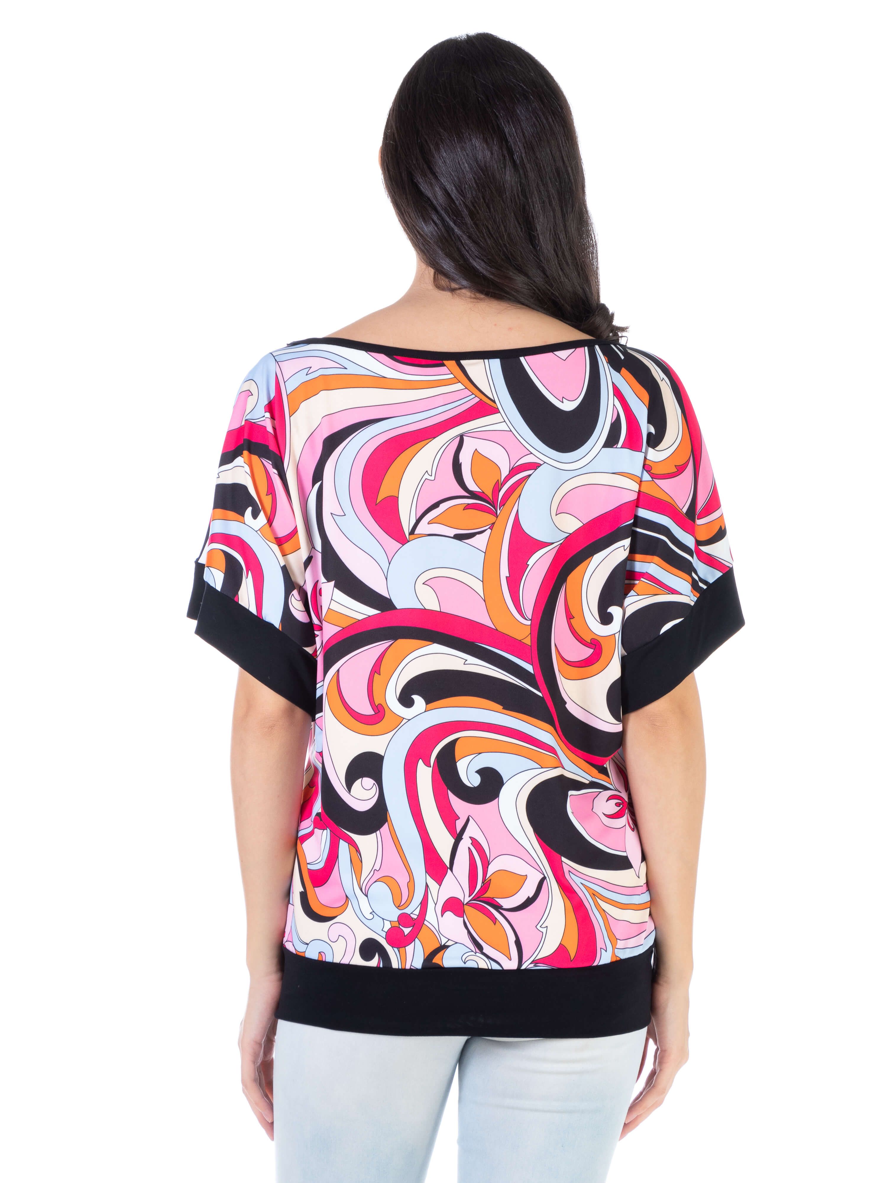 Pink Floral Boatneck Loose Fit Womens Top sold by 24/7 Comfort Apparel product image thumbnail 3