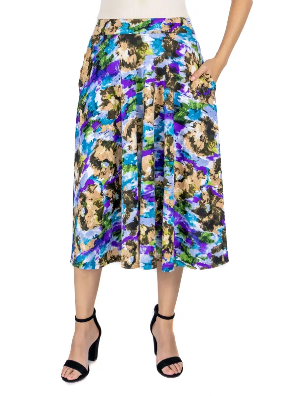 Multicolor Pleated Pocket Midi Skirt sold by 24/7 Comfort Apparel