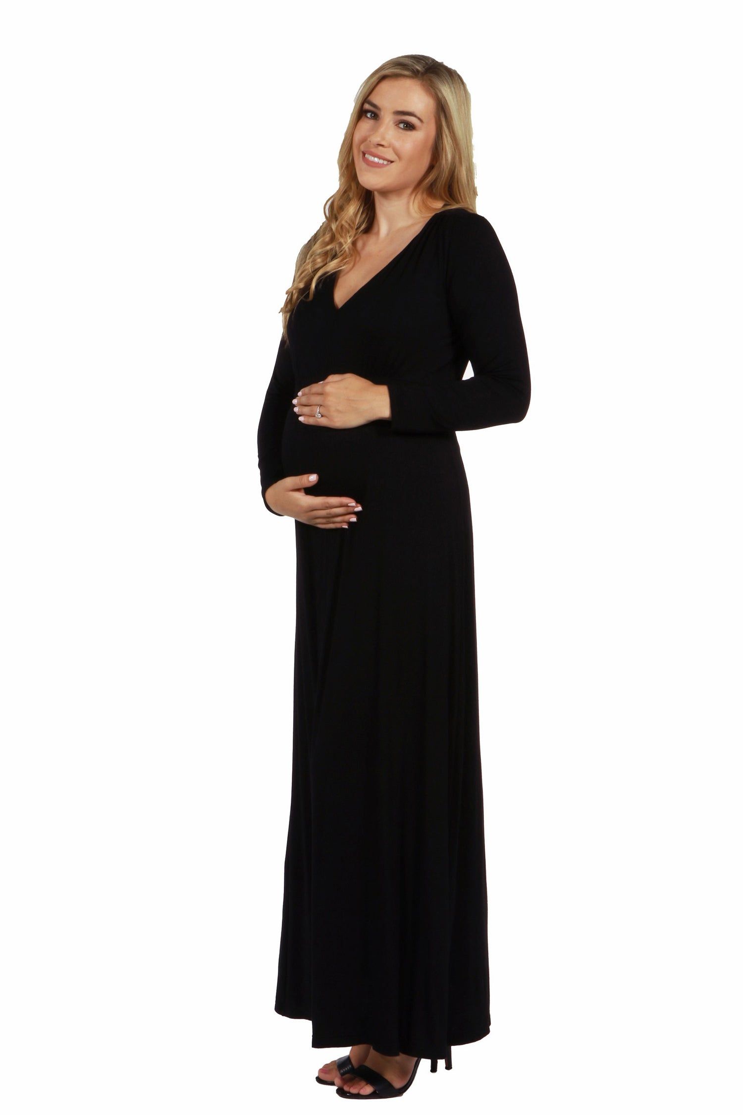 V-Neck Long Sleeve Maternity Maxi Dress sold by 24/7 Comfort Apparel product image thumbnail 3