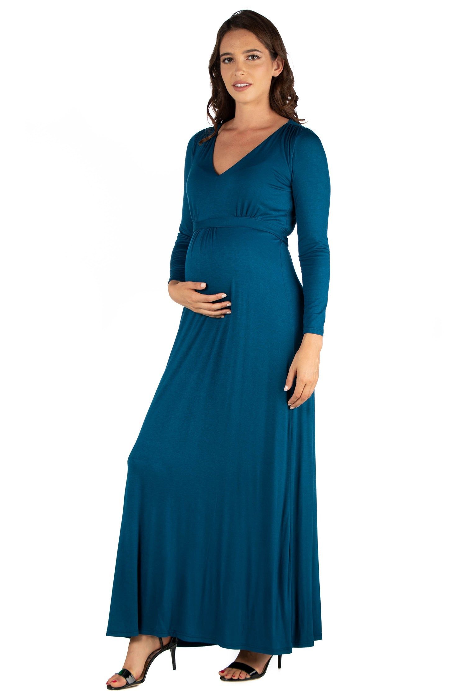 V-Neck Long Sleeve Maternity Maxi Dress sold by 24/7 Comfort Apparel