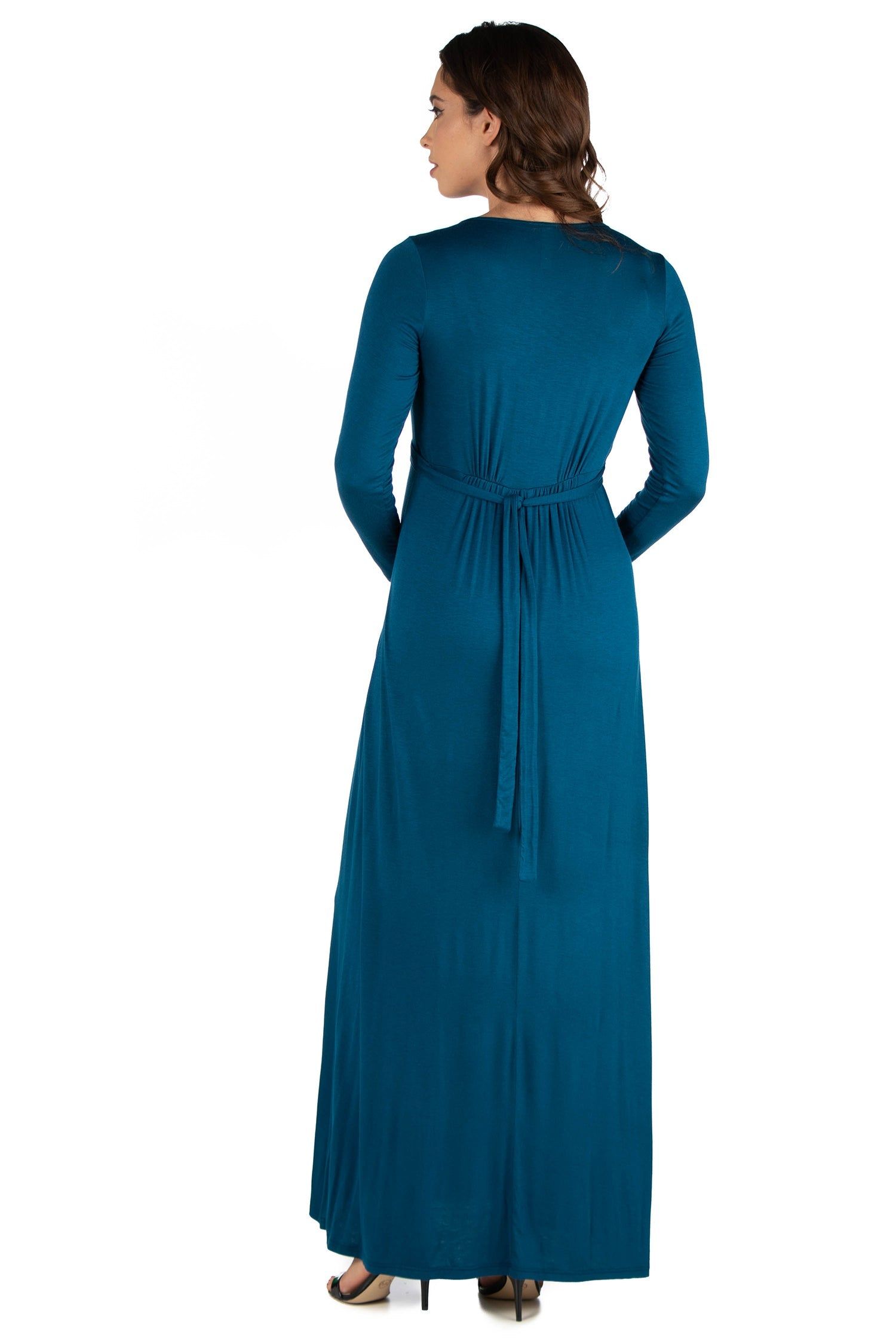 V-Neck Long Sleeve Maternity Maxi Dress sold by 24/7 Comfort Apparel product image thumbnail 5