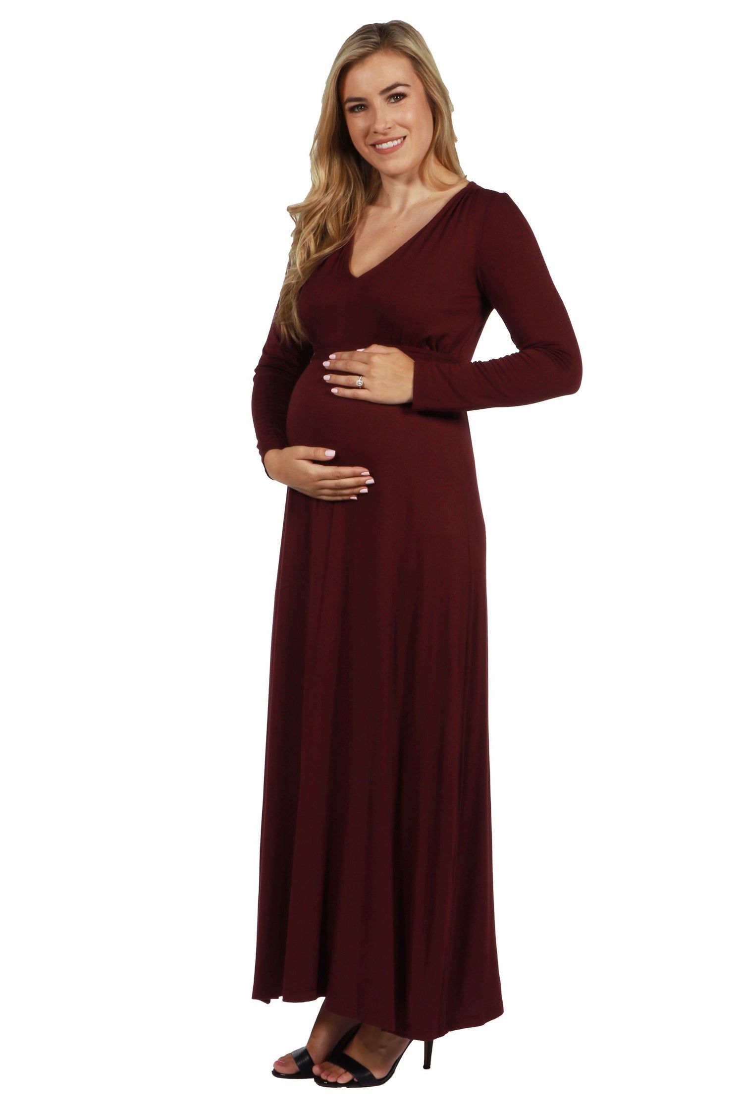 V-Neck Long Sleeve Maternity Maxi Dress sold by 24/7 Comfort Apparel product image thumbnail 2