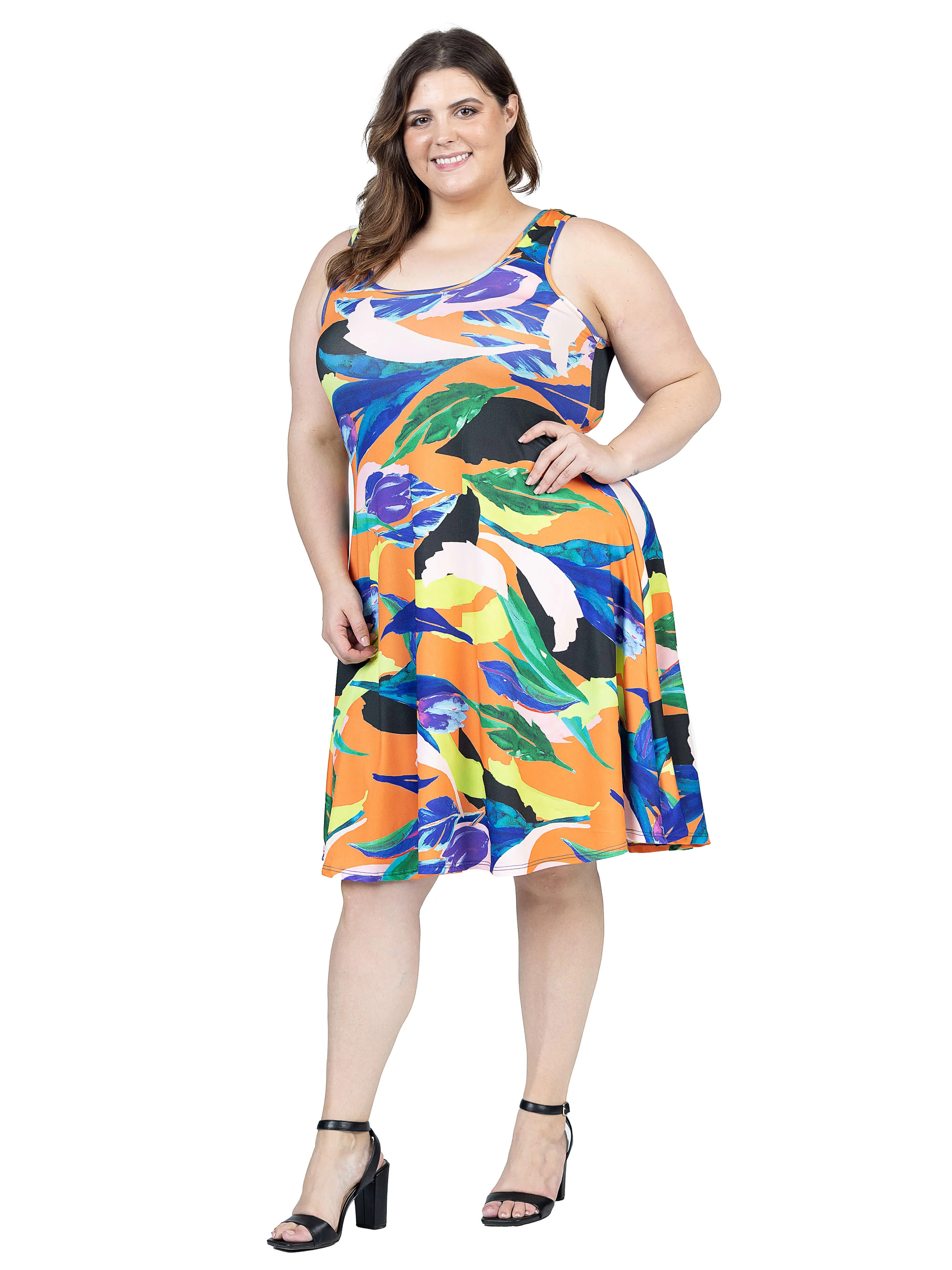 Plus Size Multicolor Sleeveless Knee Length Tank Swing Dress sold by 24/7 Comfort Apparel product image thumbnail 2