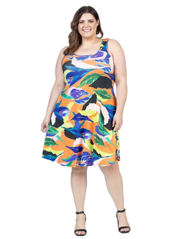 Plus Size Multicolor Sleeveless Knee Length Tank Swing Dress sold by 24/7 Comfort Apparel