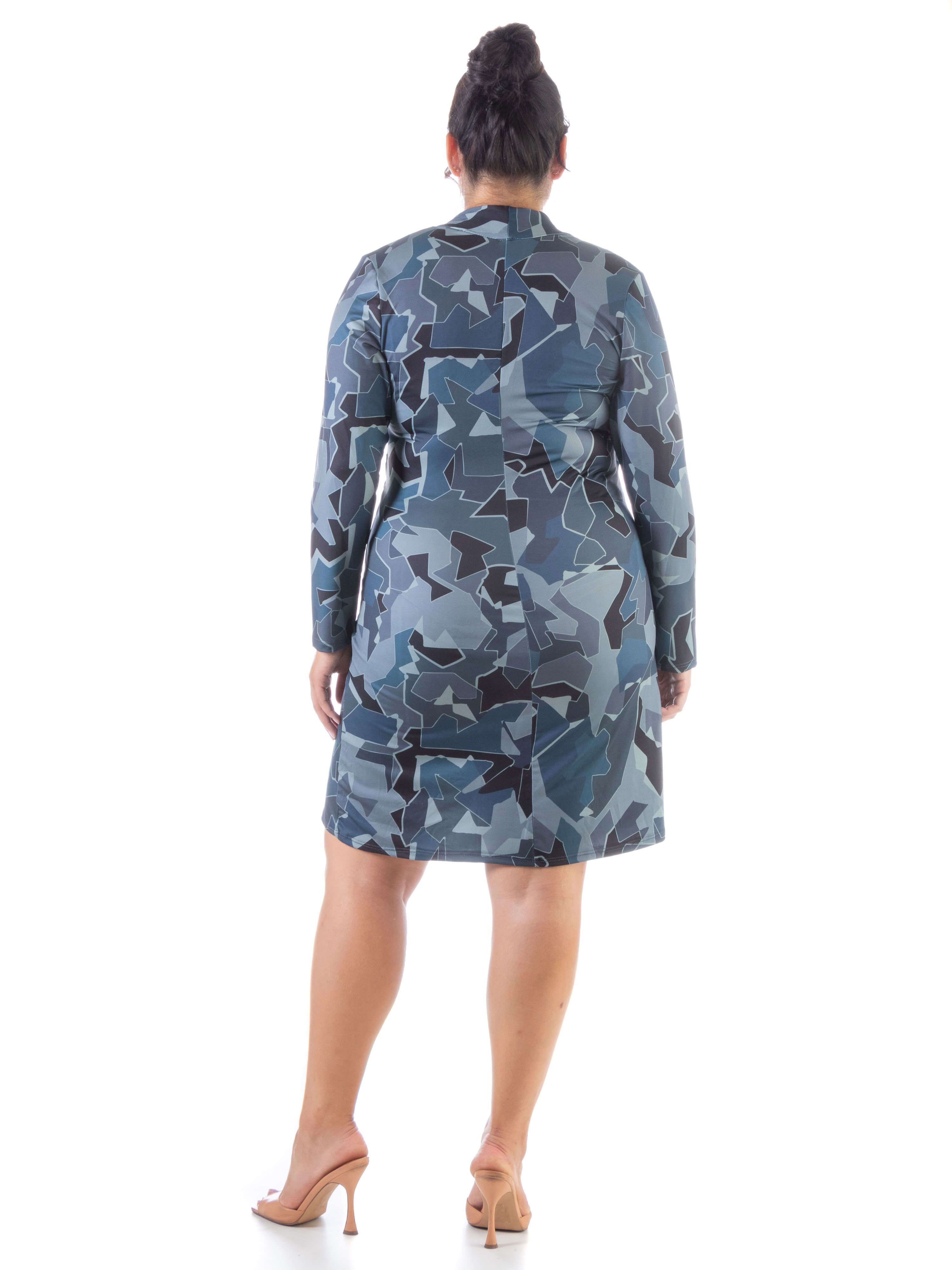 Grey Long Sleeve Knee Length Plus Size Wrap Dress sold by 24/7 Comfort Apparel product image thumbnail 3