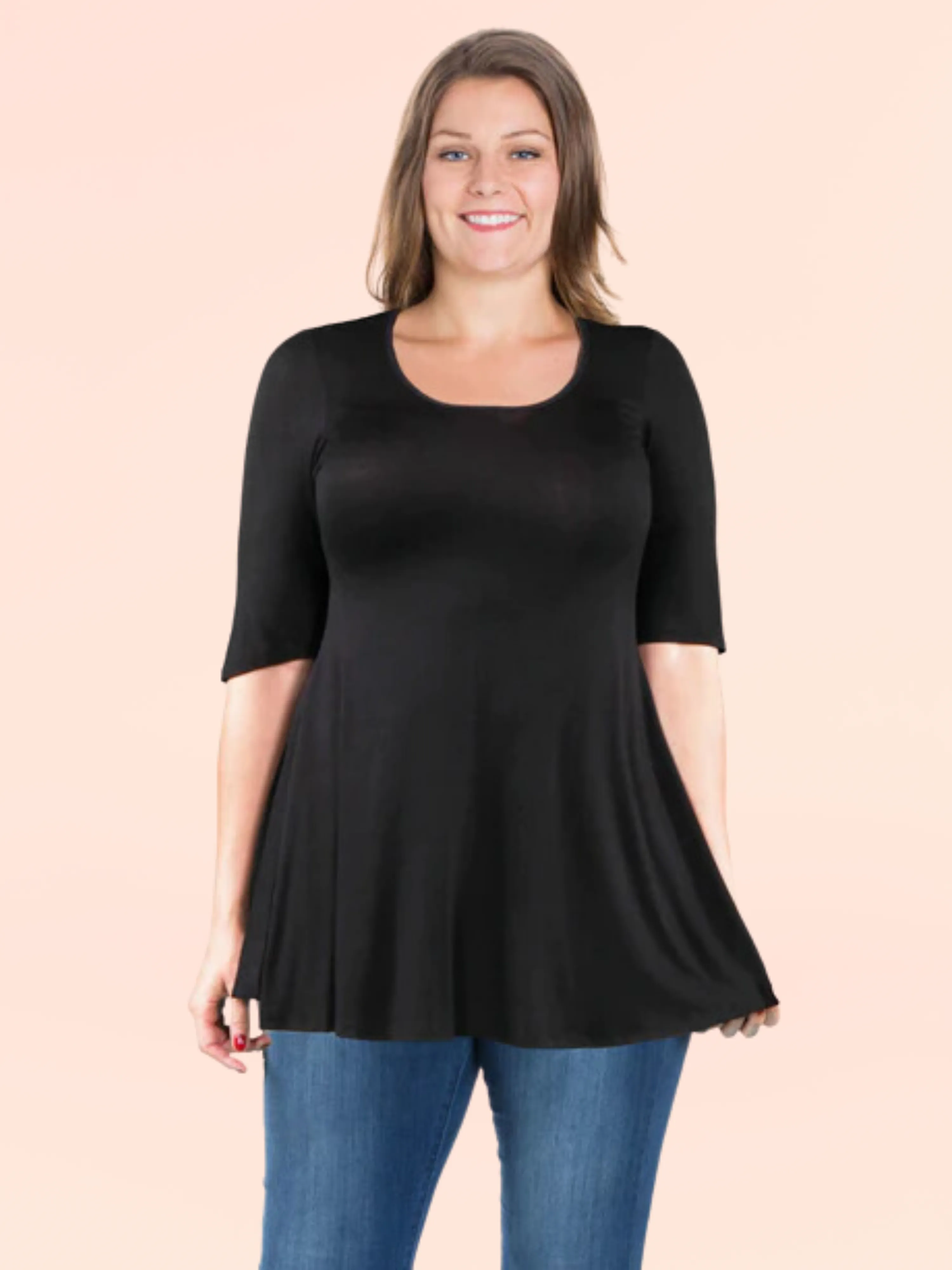 Elbow Sleeve Plus Size Tunic Top For Women sold by 24/7 Comfort Apparel product image thumbnail 2