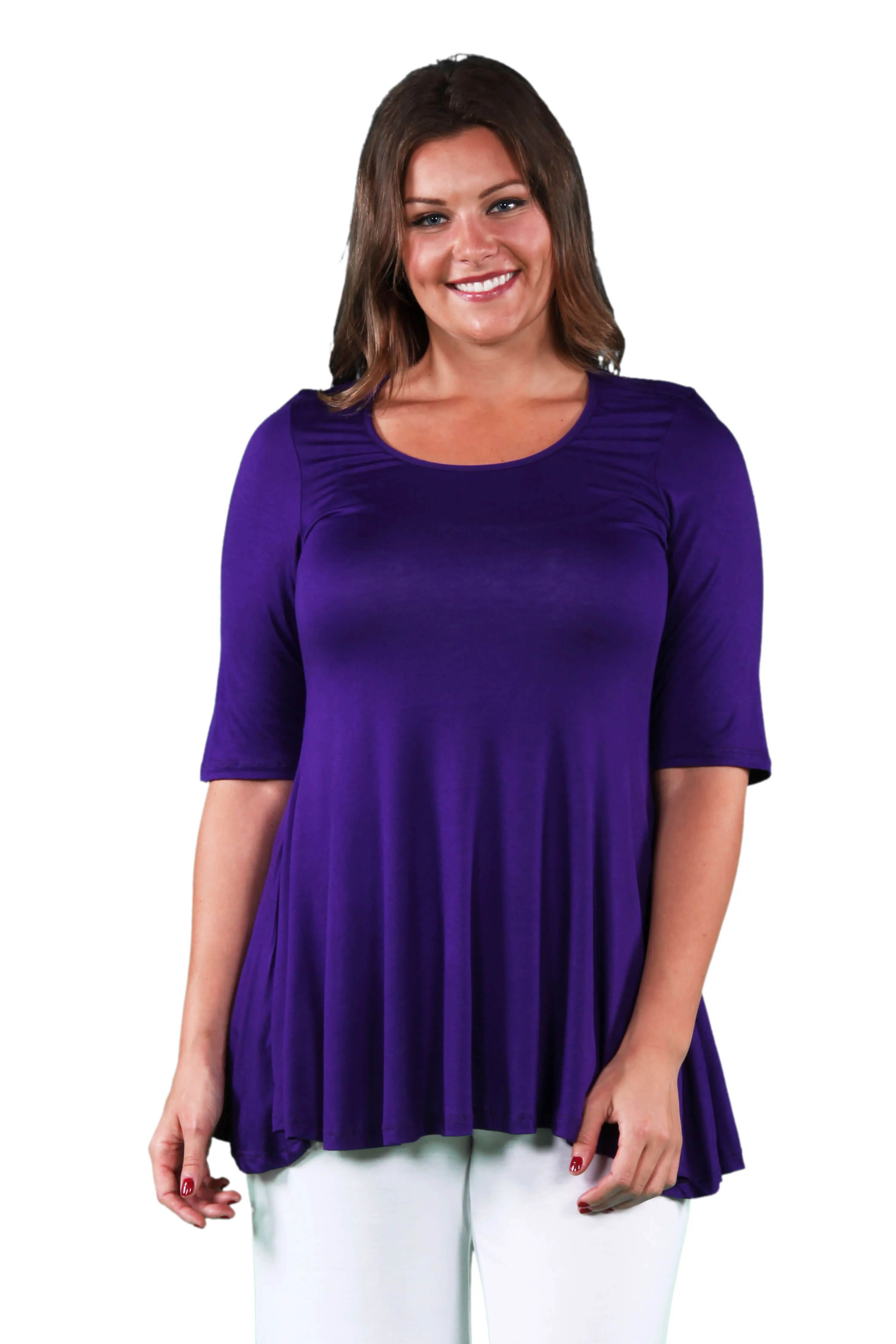 Elbow Sleeve Plus Size Tunic Top For Women sold by 24/7 Comfort Apparel product image thumbnail 4