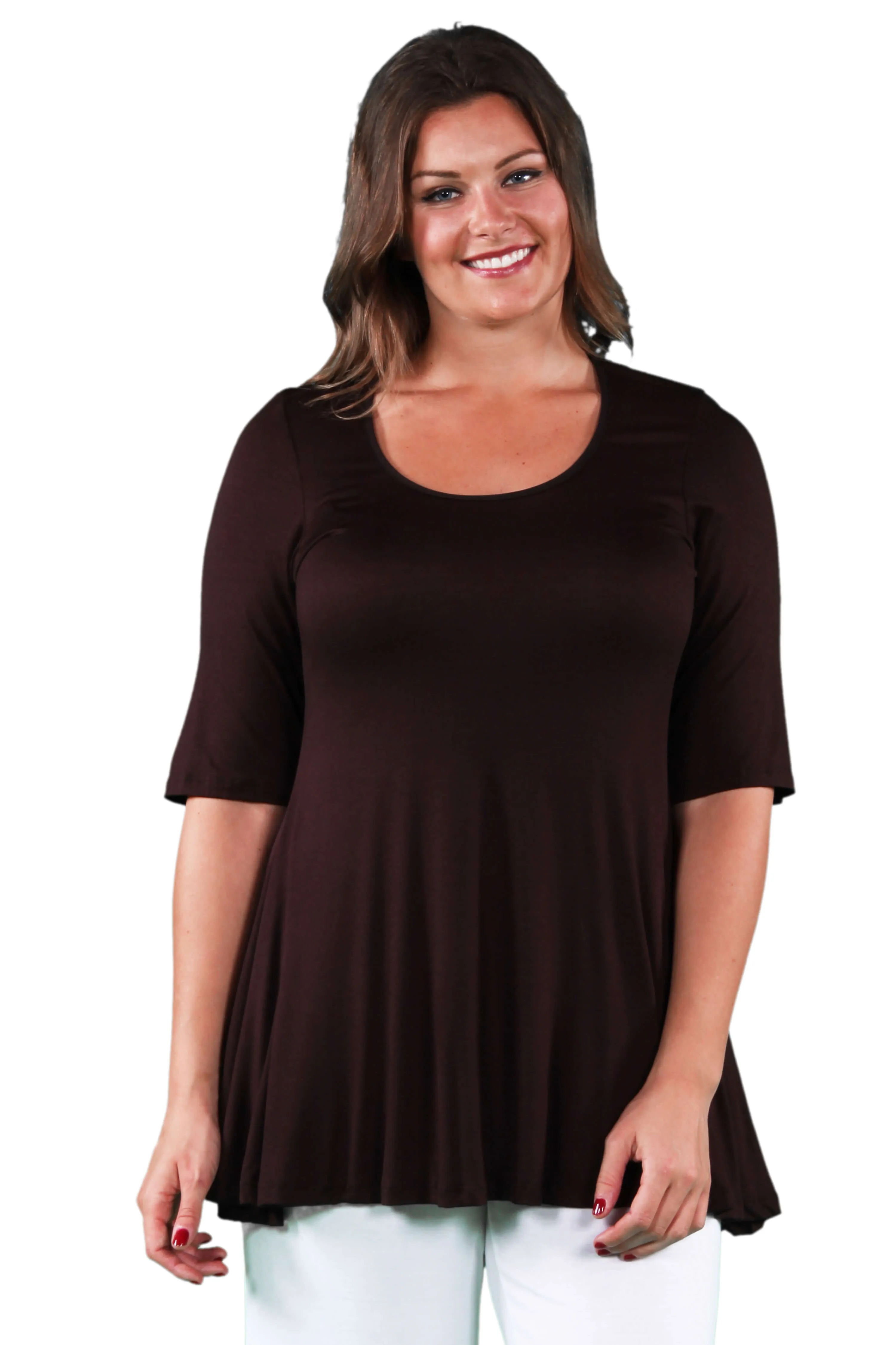 Elbow Sleeve Plus Size Tunic Top For Women sold by 24/7 Comfort Apparel
