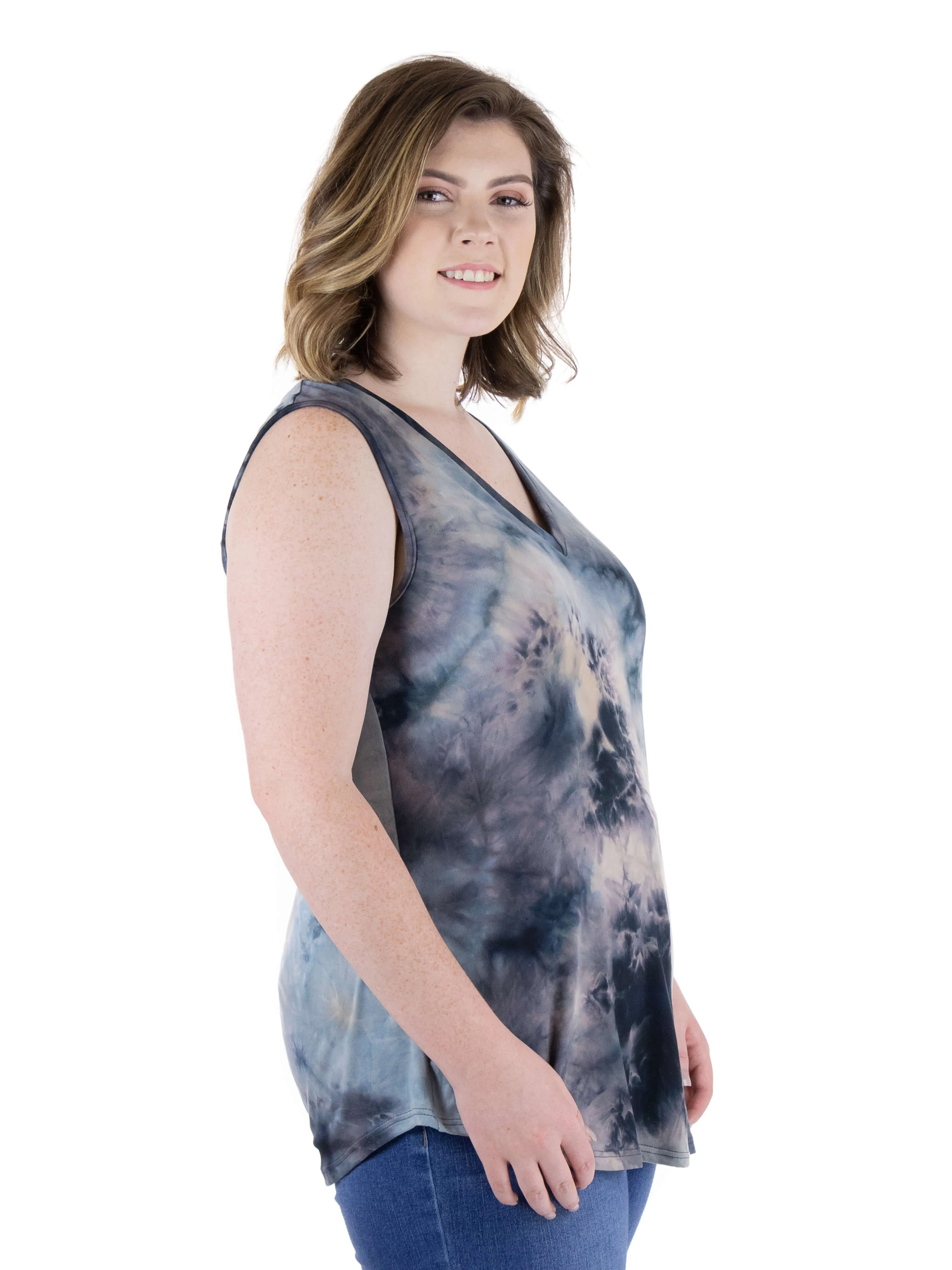 Rounded Hem V Neck Tie Dye Plus Size Tank Top sold by 24/7 Comfort Apparel product image thumbnail 2