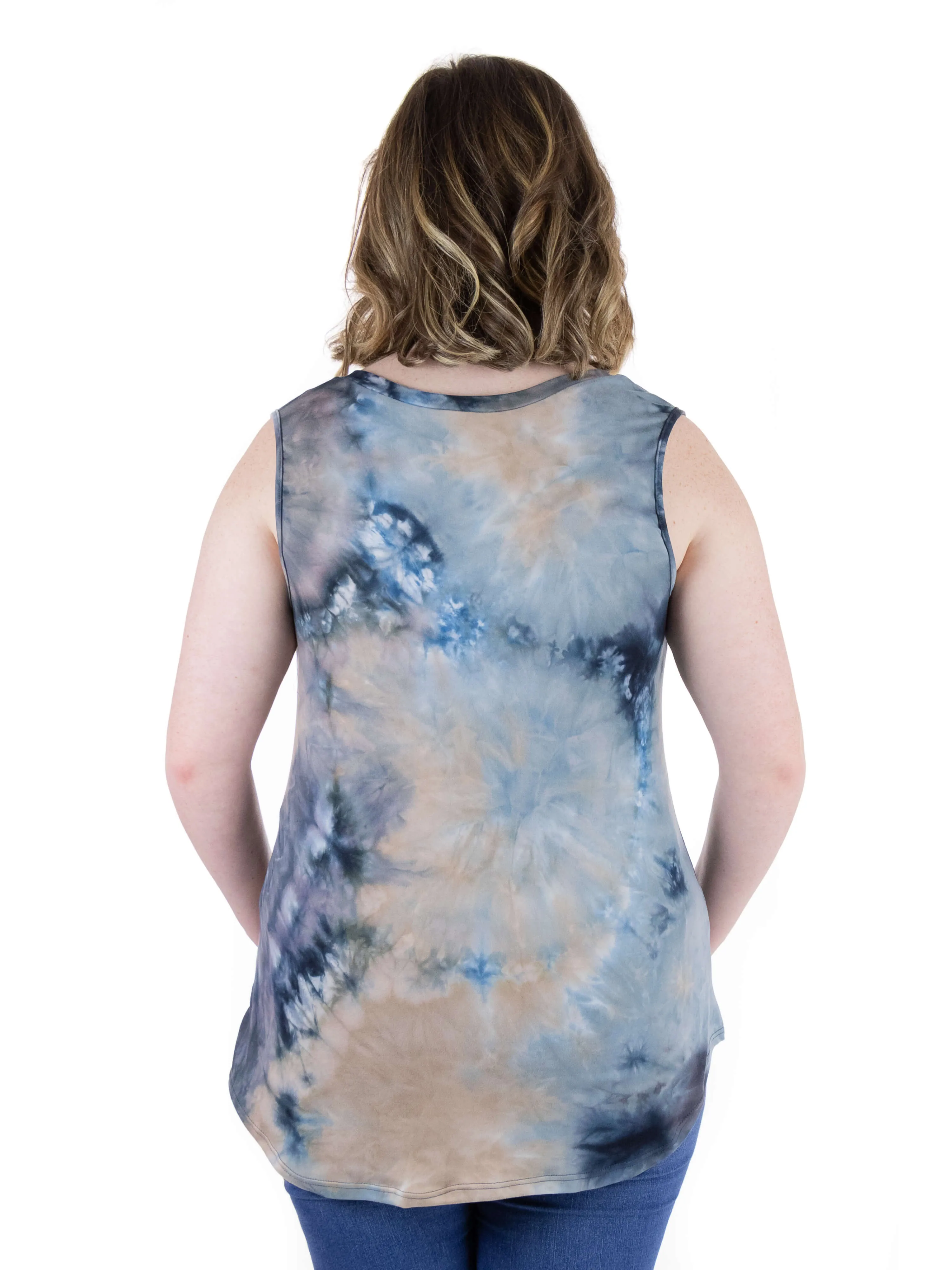 Rounded Hem V Neck Tie Dye Plus Size Tank Top sold by 24/7 Comfort Apparel product image thumbnail 3