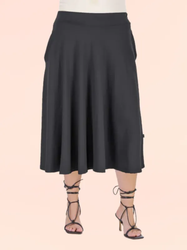 Elastic Waist Pleated Pocket Plus Size Midi Skirt sold by 24/7 Comfort Apparel