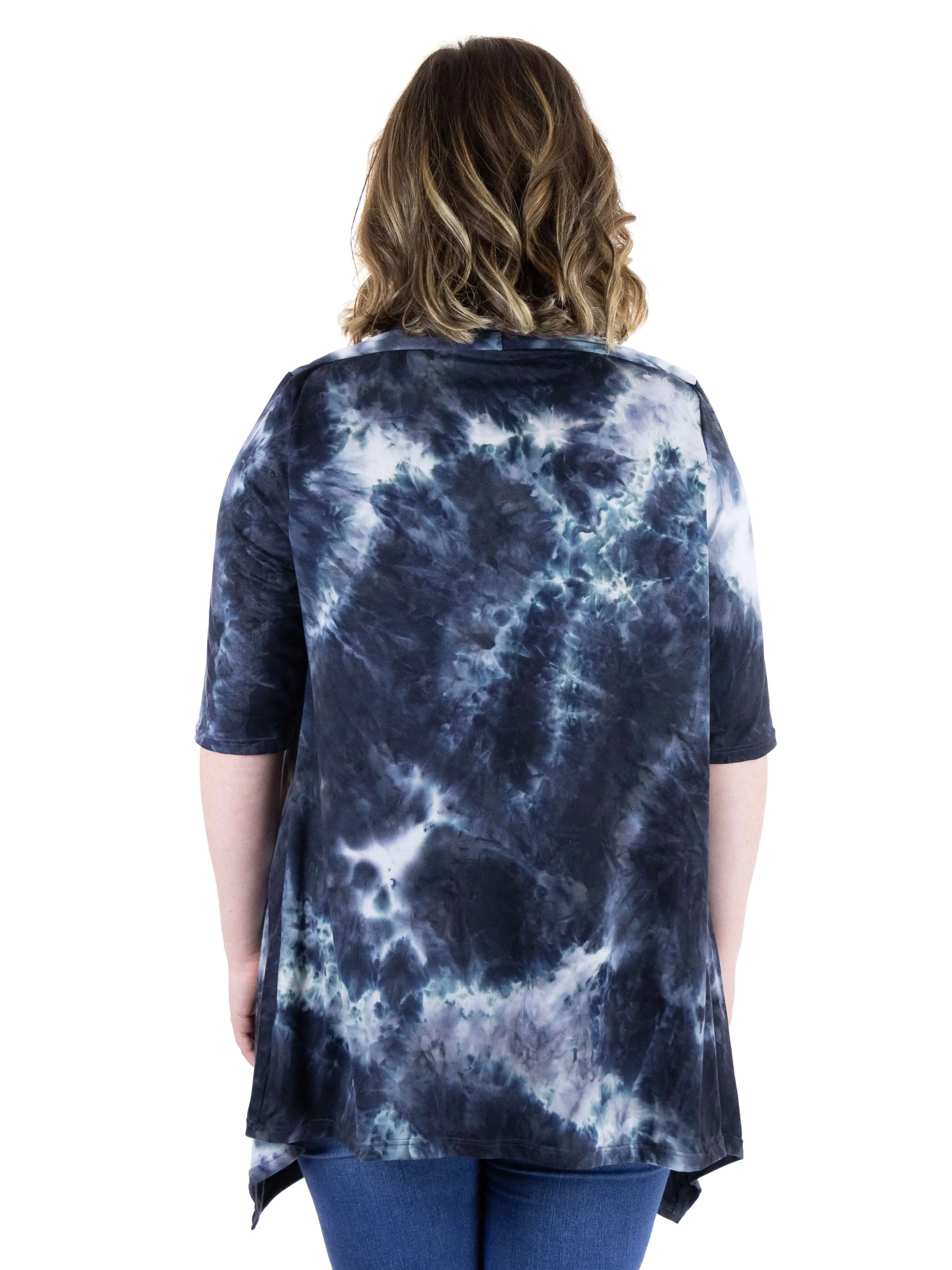 Tie Dye Elbow Sleeve Open Front Plus Size Cardigan sold by 24/7 Comfort Apparel product image thumbnail 3
