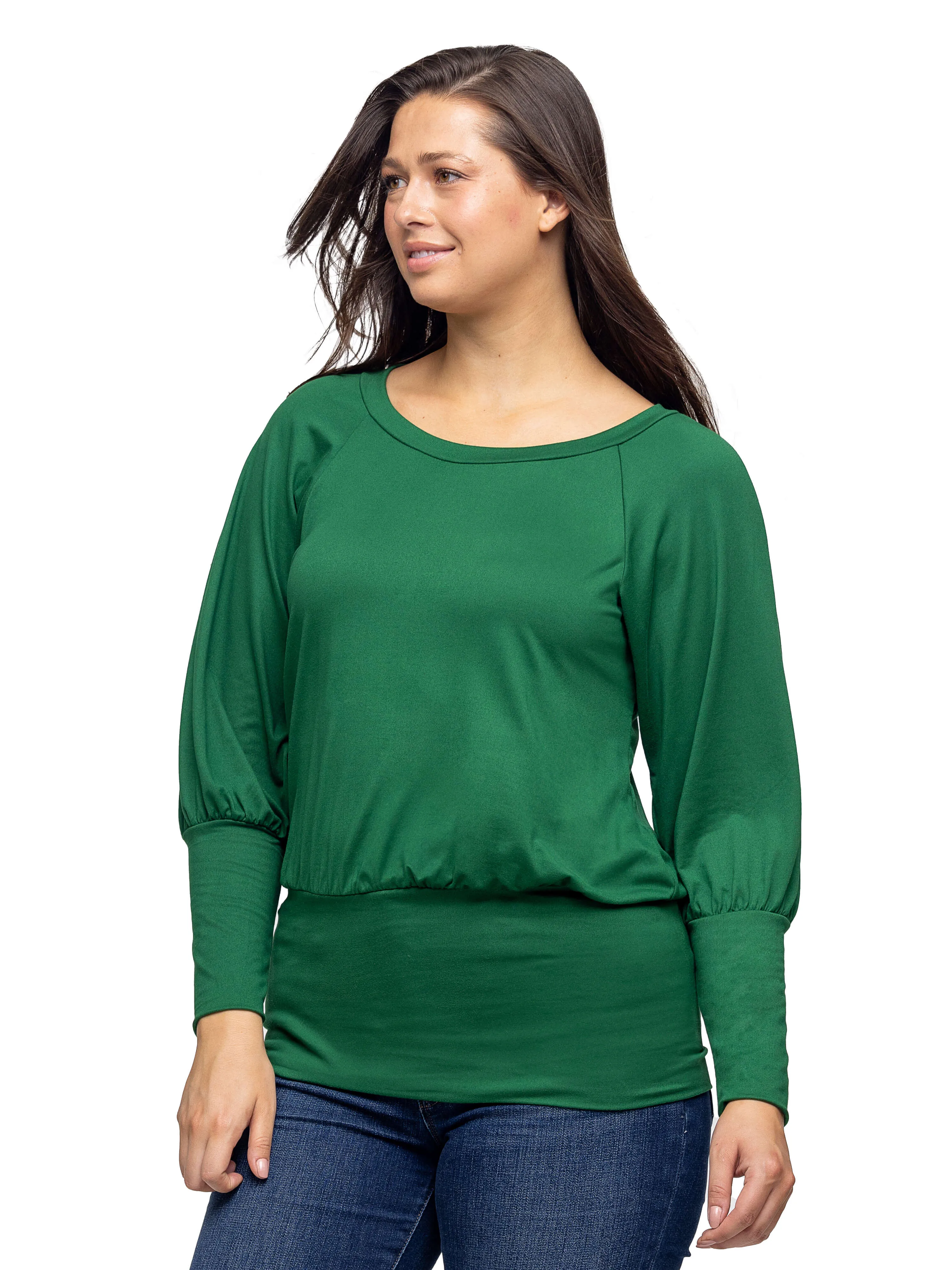 Round Neck Long Blouson Sleeve Banded Bottom Top sold by 24/7 Comfort Apparel product image thumbnail 3