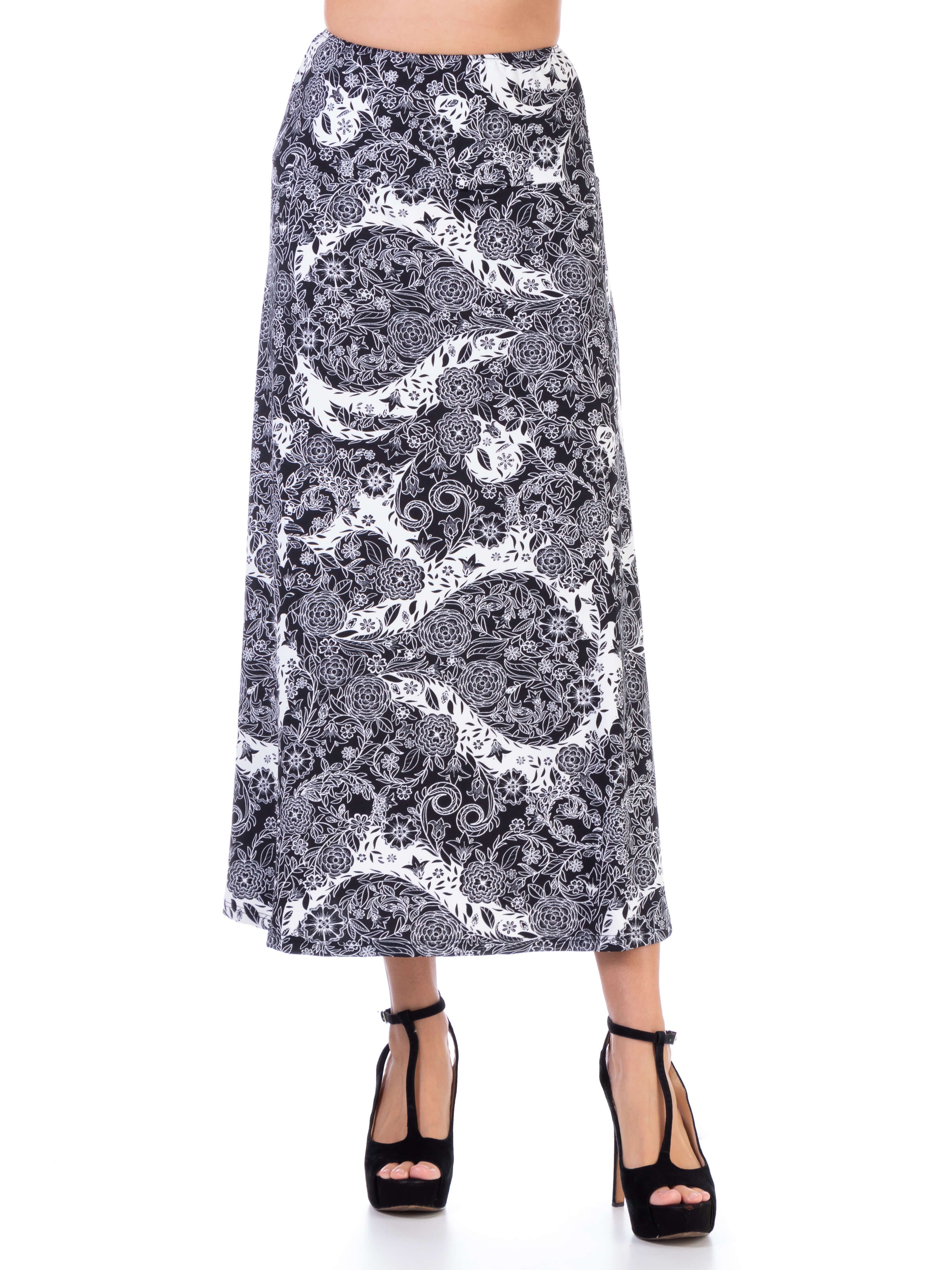 Black and White Elastic Waistband Casual Ankle Length Maxi Skirt sold by 24/7 Comfort Apparel product image thumbnail 2