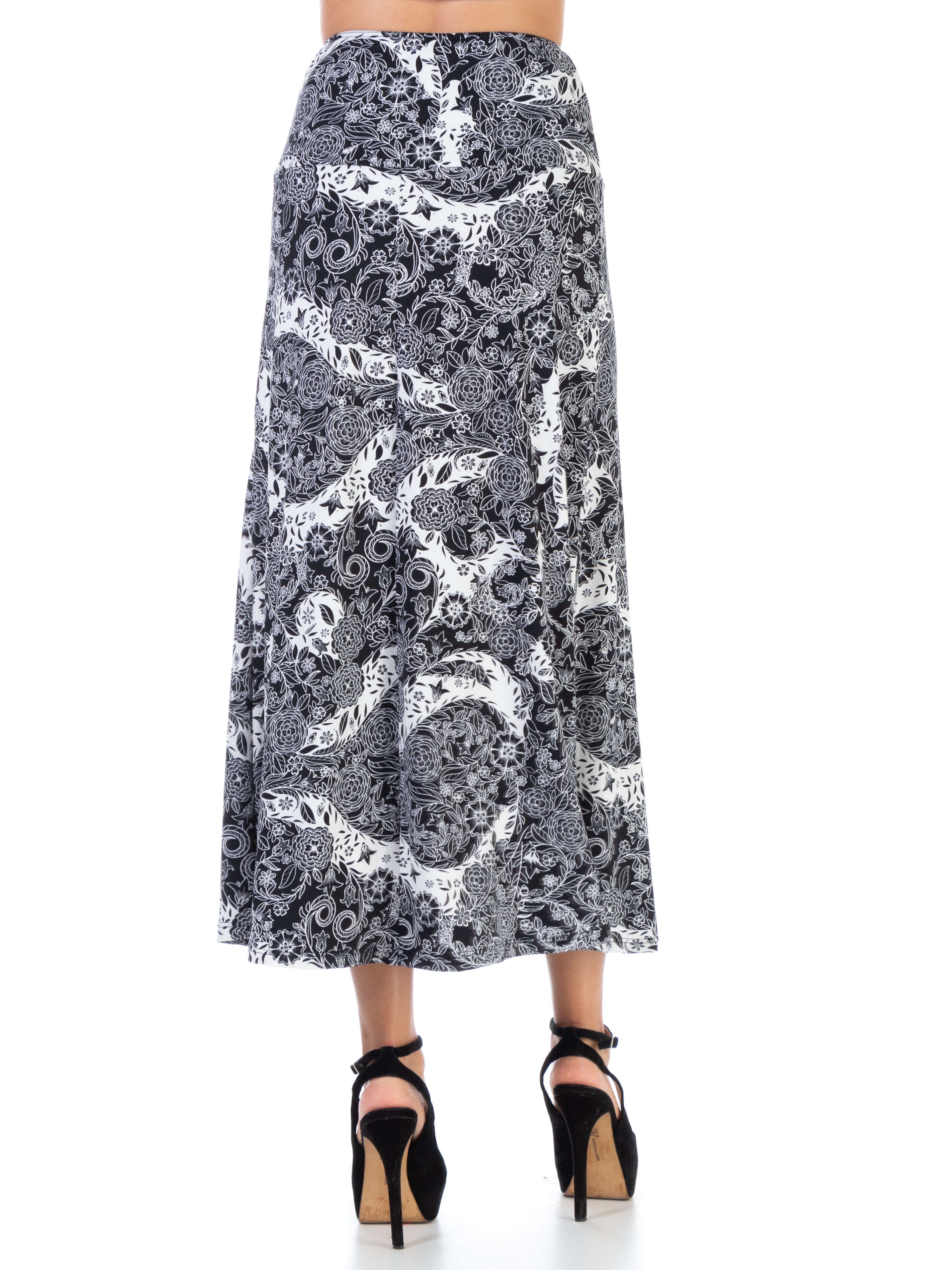 Black and White Elastic Waistband Casual Ankle Length Maxi Skirt sold by 24/7 Comfort Apparel product image thumbnail 3