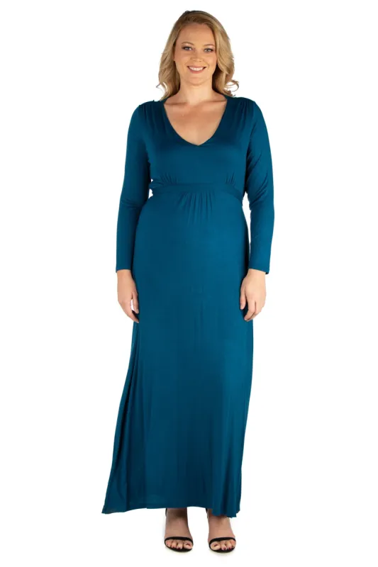 V-Neck Long Sleeve Plus Size Maxi Dress sold by 24/7 Comfort Apparel