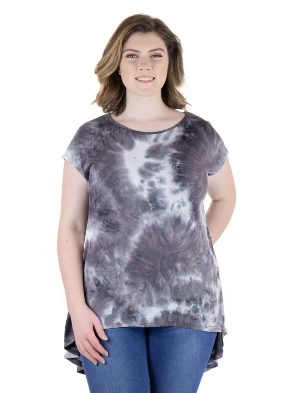 Short Sleeve High Low Tie Dye Plus Size Tunic Top sold by 24/7 Comfort Apparel