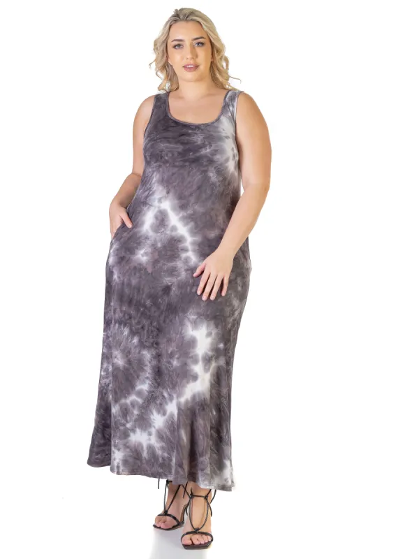 Tie Dye Plus Size Sleeveless Casual Pocket Maxi Dress sold by 24/7 Comfort Apparel