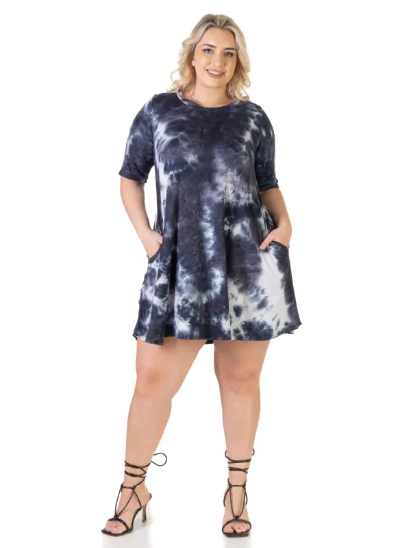 Tie Dye Loose Fit Knee Length Plus Size T Shirt Dress sold by 24/7 Comfort Apparel