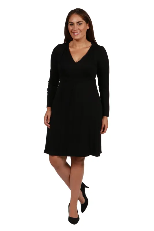 Long Sleeve V-Neck Plus Size Cocktail Dress sold by 24/7 Comfort Apparel