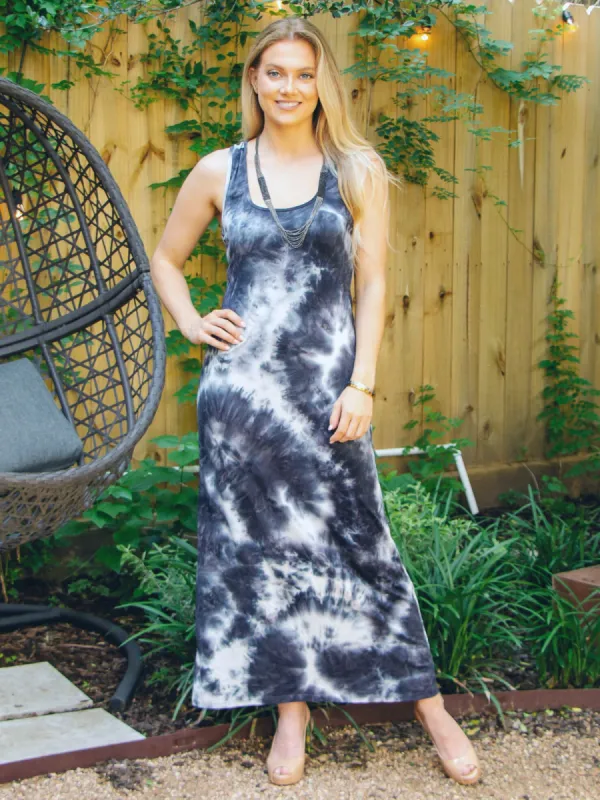 Womens Tie Dye Sleeveless Casual Maxi Dress With Pockets sold by 24/7 Comfort Apparel