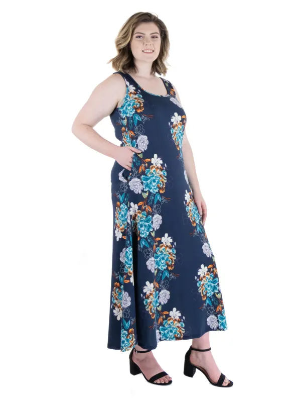 Floral Print Sleeveless Plus Size Pocket Maxi Dress sold by 24/7 Comfort Apparel