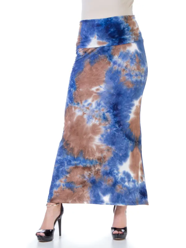 Blue Tie Dye Elastic Waist Casual Maternity Maxi Skirt sold by 24/7 Comfort Apparel