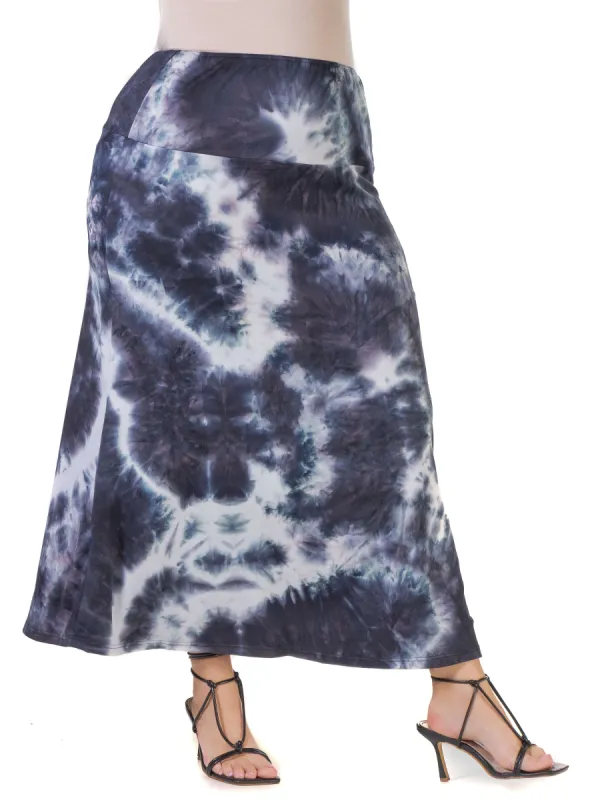 Tie Dye Elastic Waistband Casual Plus Size Maxi Skirt sold by 24/7 Comfort Apparel
