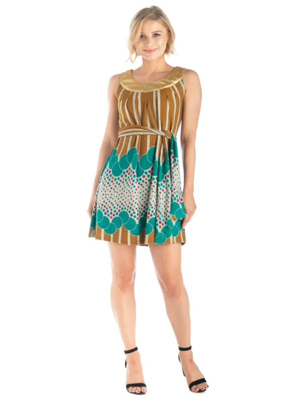 24seven Comfort Apparel Golden Sleeveless Pleated Shift Dress sold by 24/7 Comfort Apparel