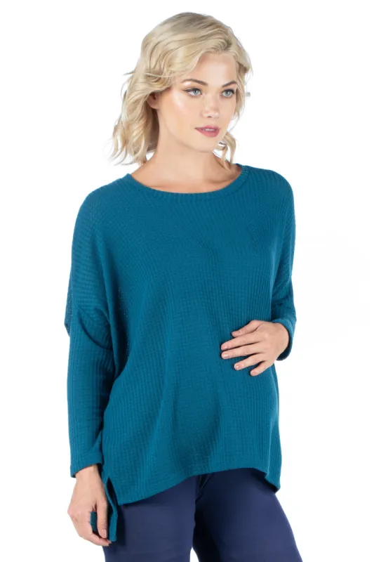 Oversized Waffle Fabric Long Sleeve Dolman Maternity Tunic Top sold by 24/7 Comfort Apparel