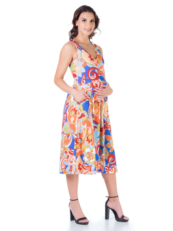 Multicolor Maternity Midi Maternity Fit and Flare Pocket Dress sold by 24/7 Comfort Apparel