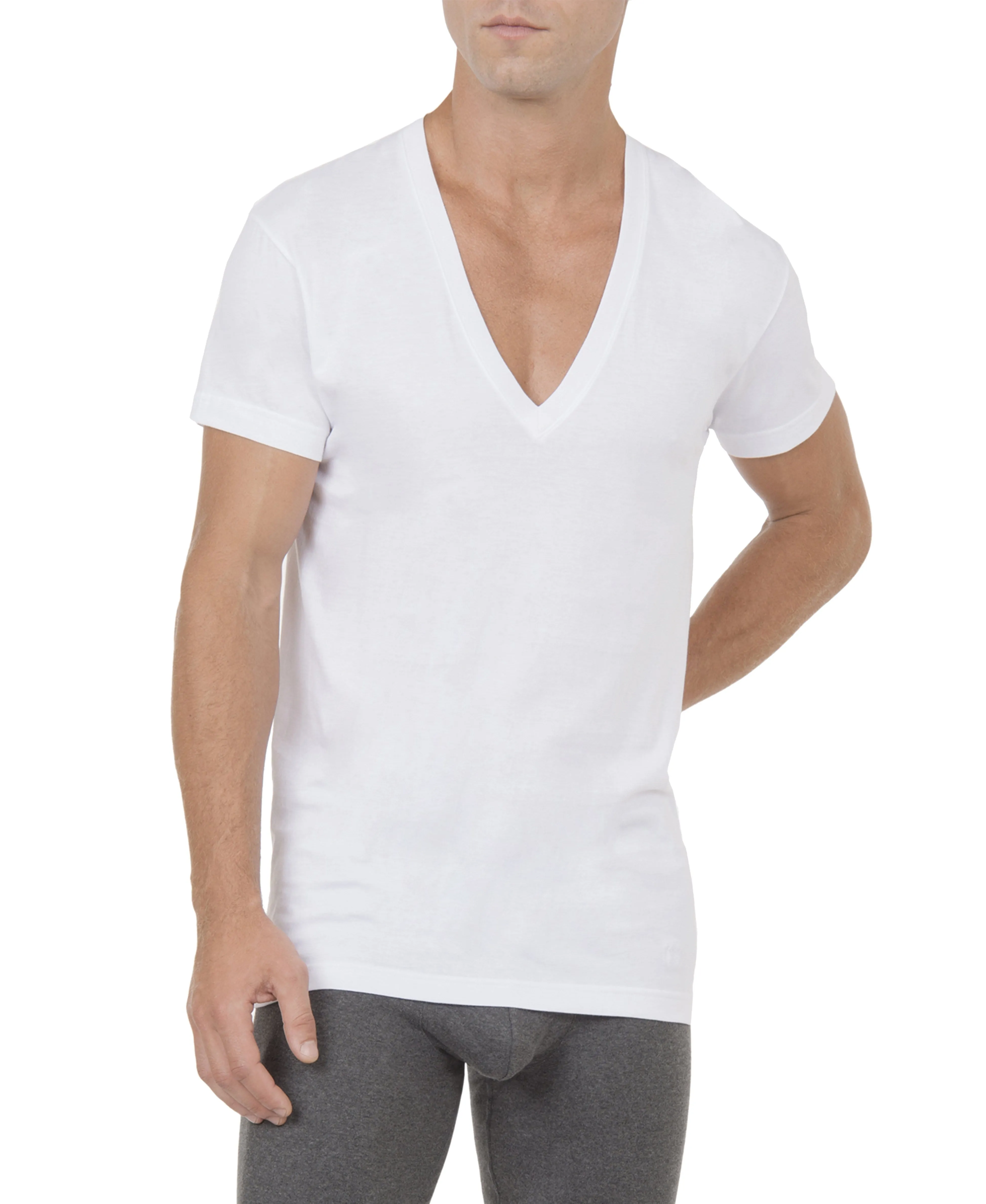 Essential Cotton Slim Fit Deep V-Neck T-Shirt 3-Pack sold by 2xist product image thumbnail 3
