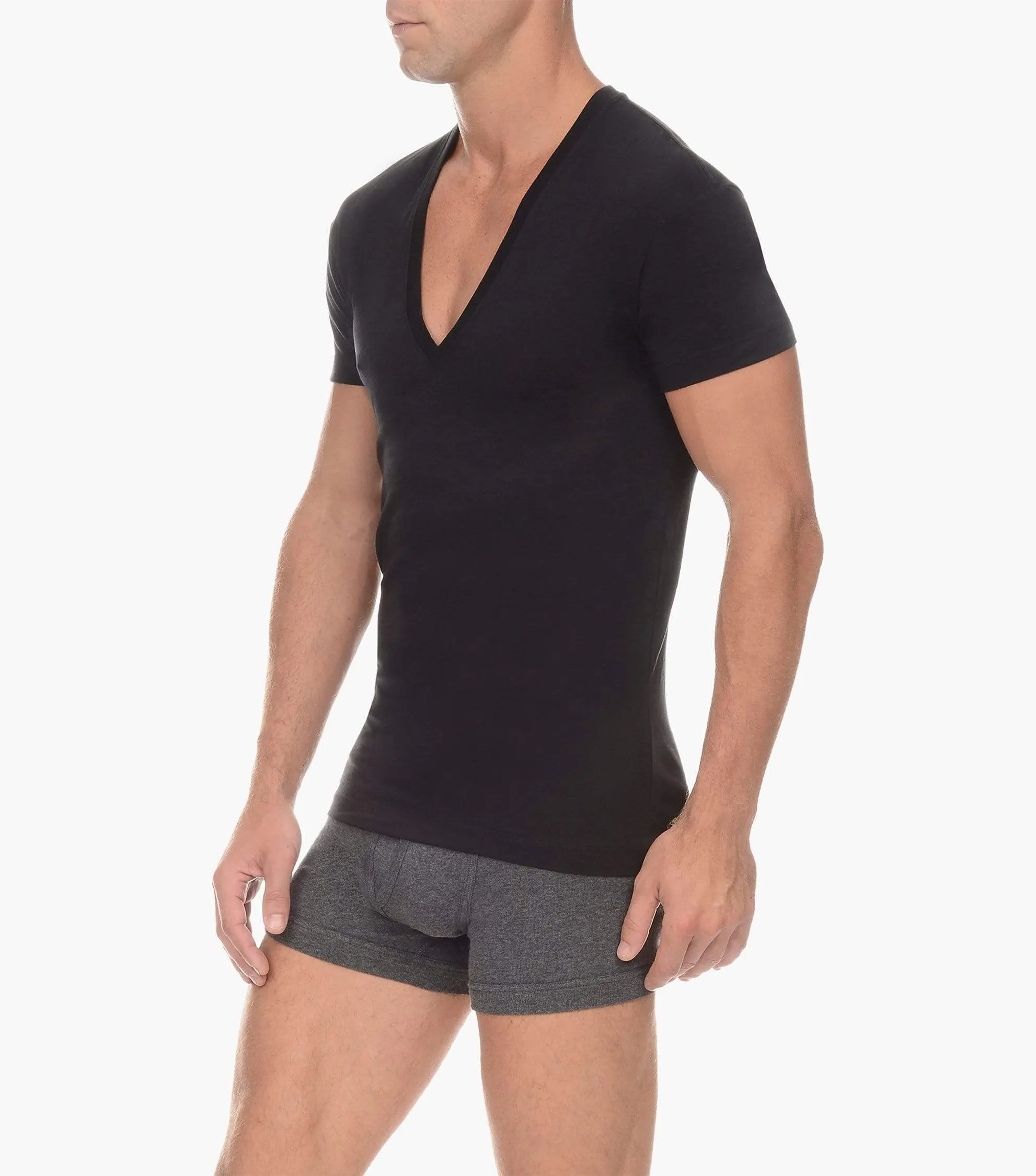 Pima Cotton Slim-Fit Deep V-Neck sold by 2xist