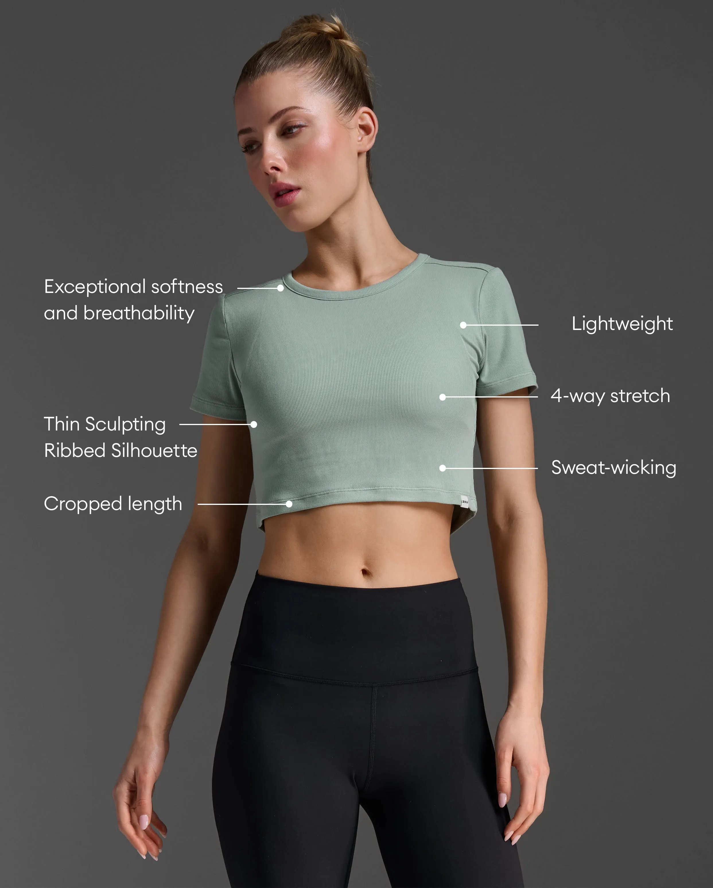 Fluid Ribbed Crop Tee sold by 2xu product image thumbnail 2