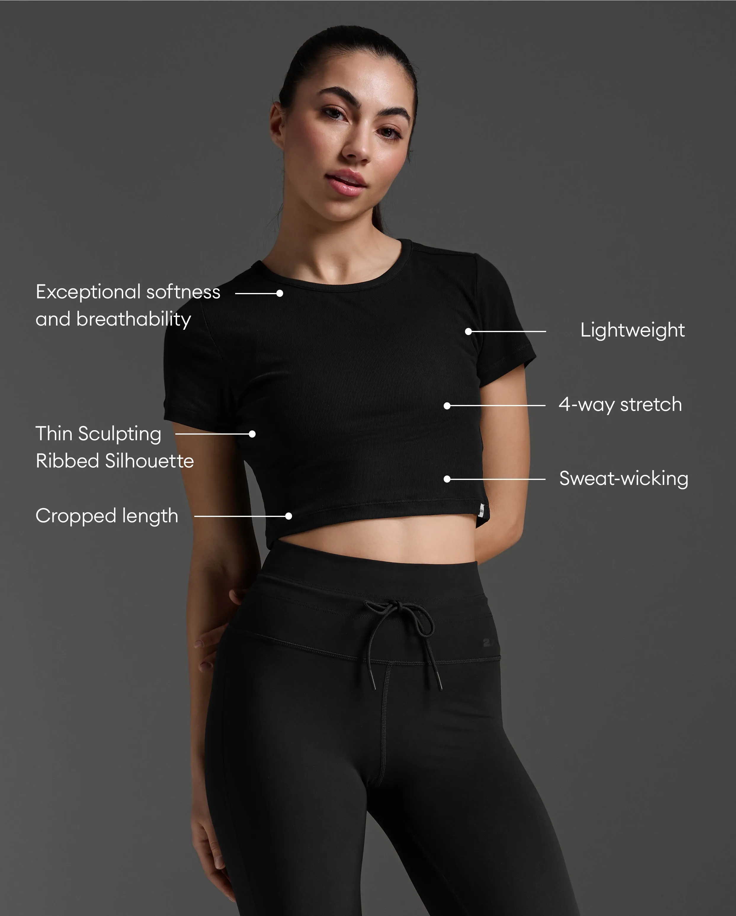 Fluid Modal Ribbed Crop Tee sold by 2xu product image thumbnail 2