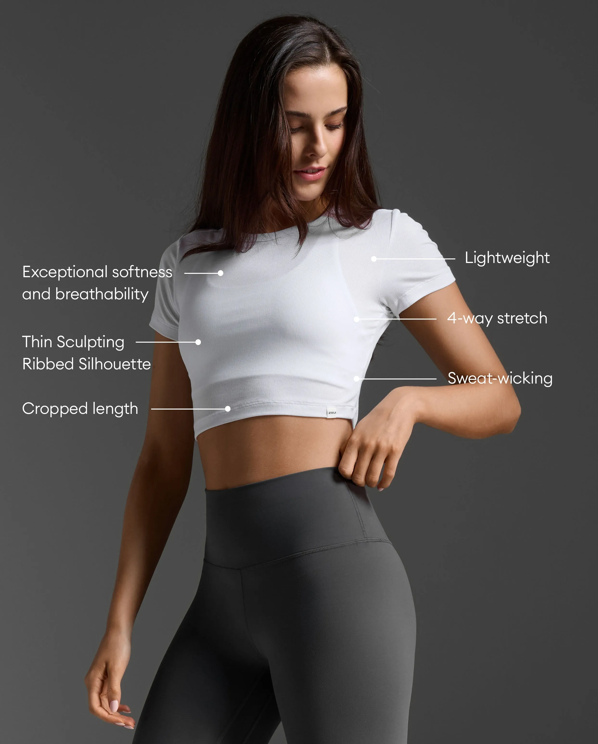 Fluid Ribbed Crop Tee sold by 2xu product image thumbnail 2