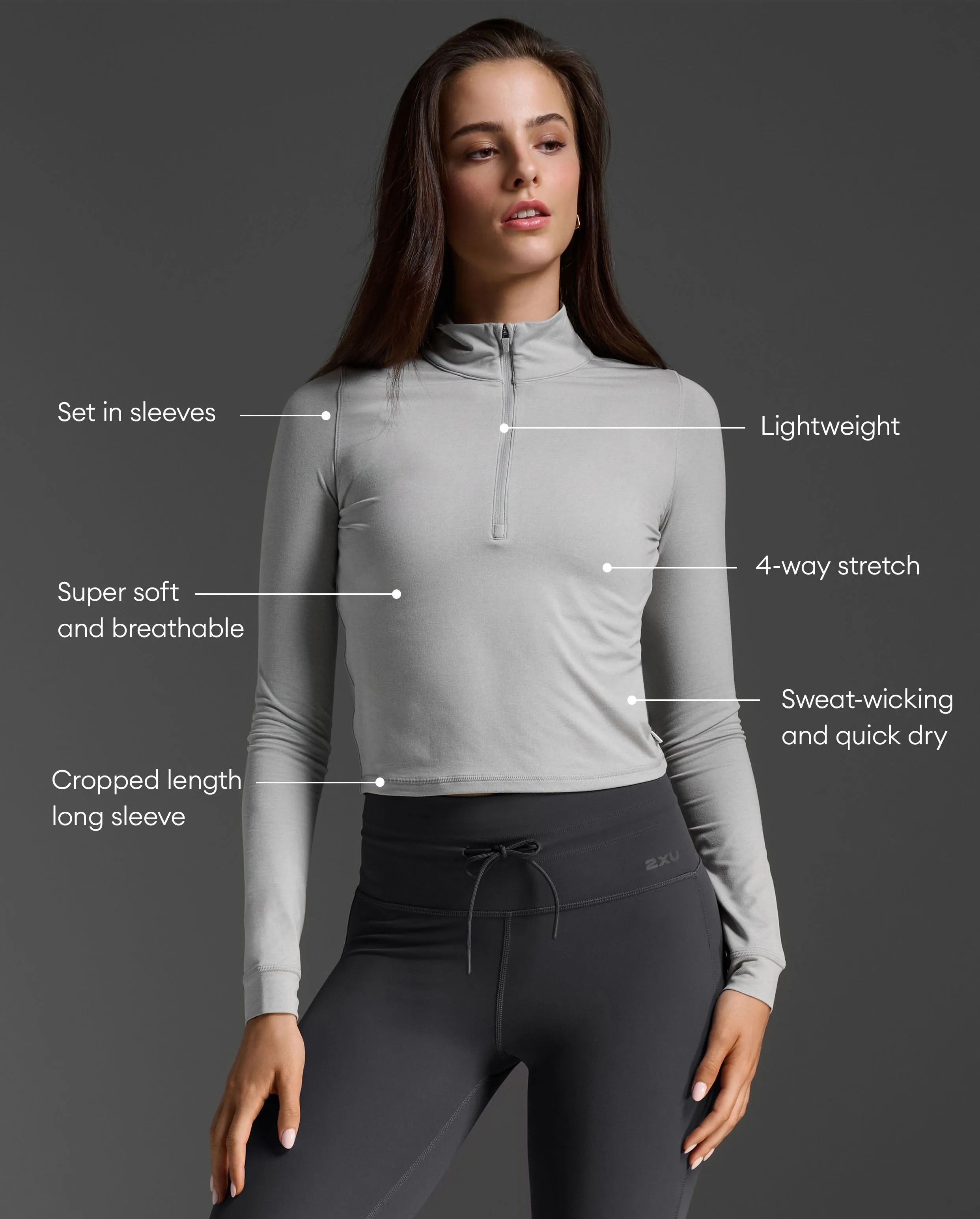 Flex Crop 1/2 Zip Long Sleeve sold by 2xu product image thumbnail 2