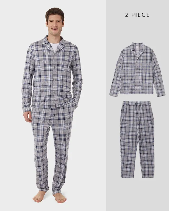 MEN'S STRETCH COMFORT BUTTON-UP 2PC SLEEP SET made by 32 Degrees